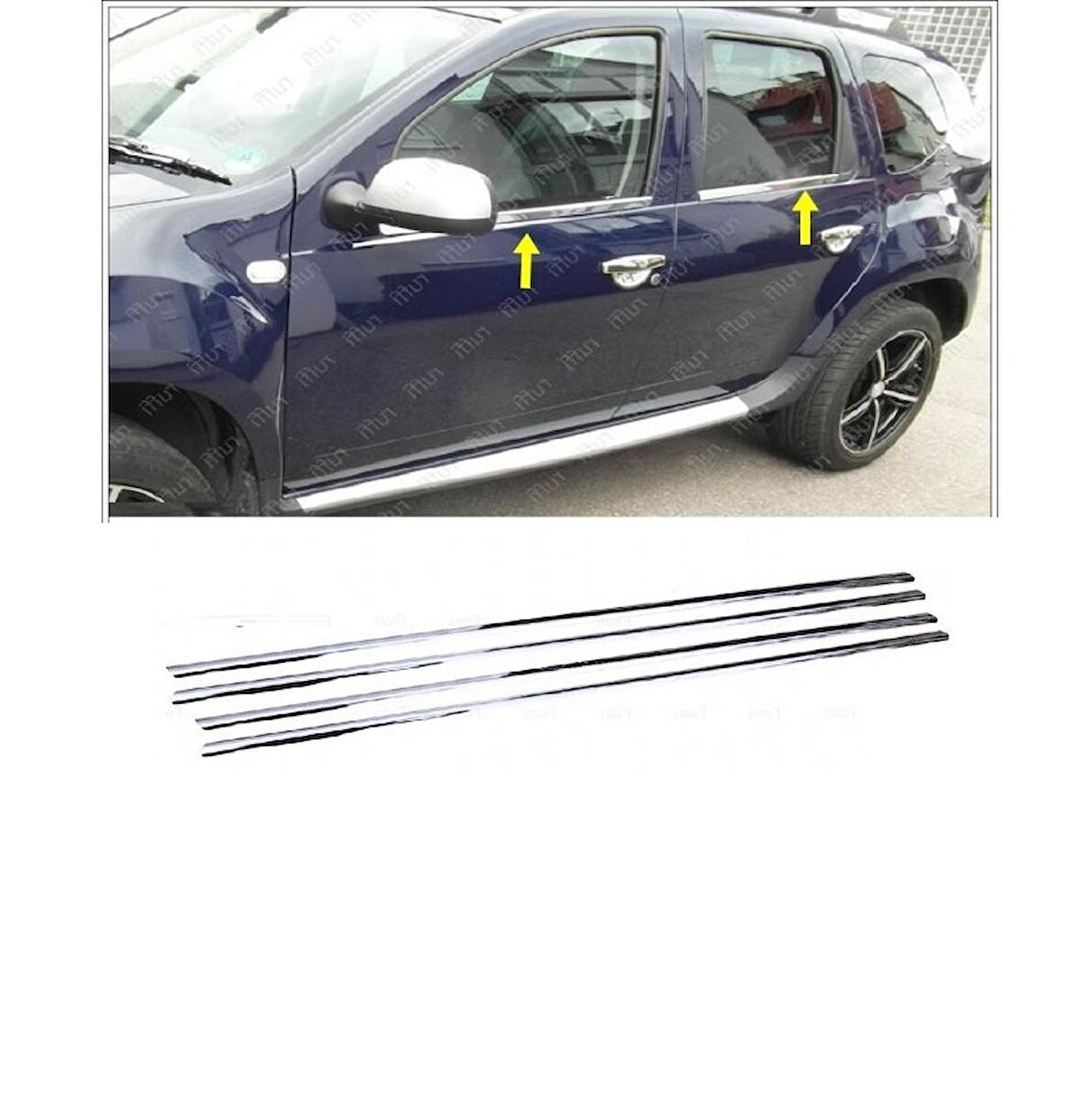 Dacia Duster Krom Cam Çıtası 4 Parça 2010-2018 Arası Paslanmaz Çelik