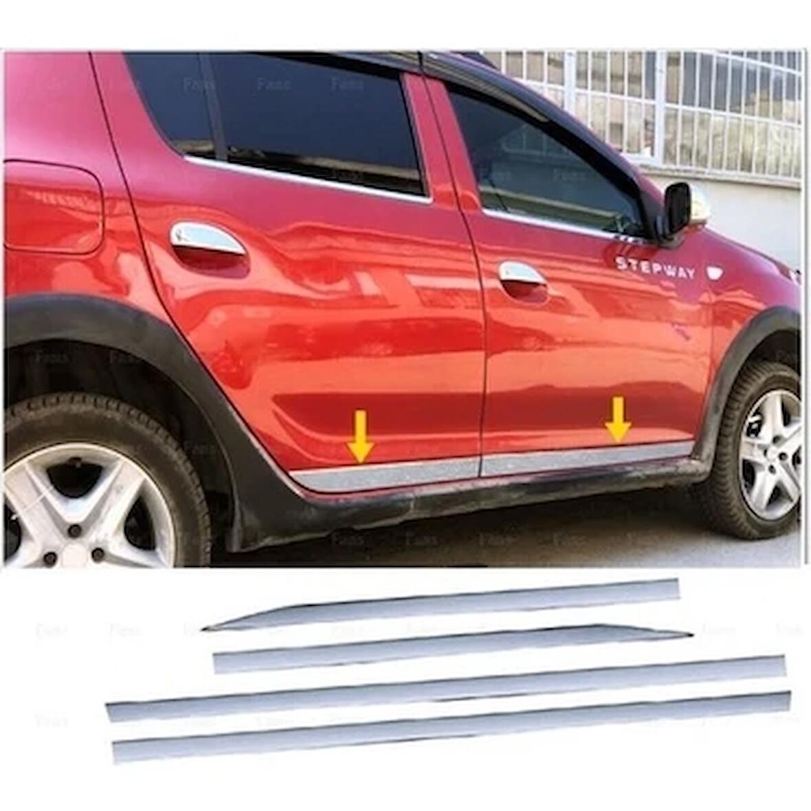 Dacia SANDERO STEPWAY Krom Yan Kapı Çıtası 4 kapı 2012 ve üzeri P.Çelik