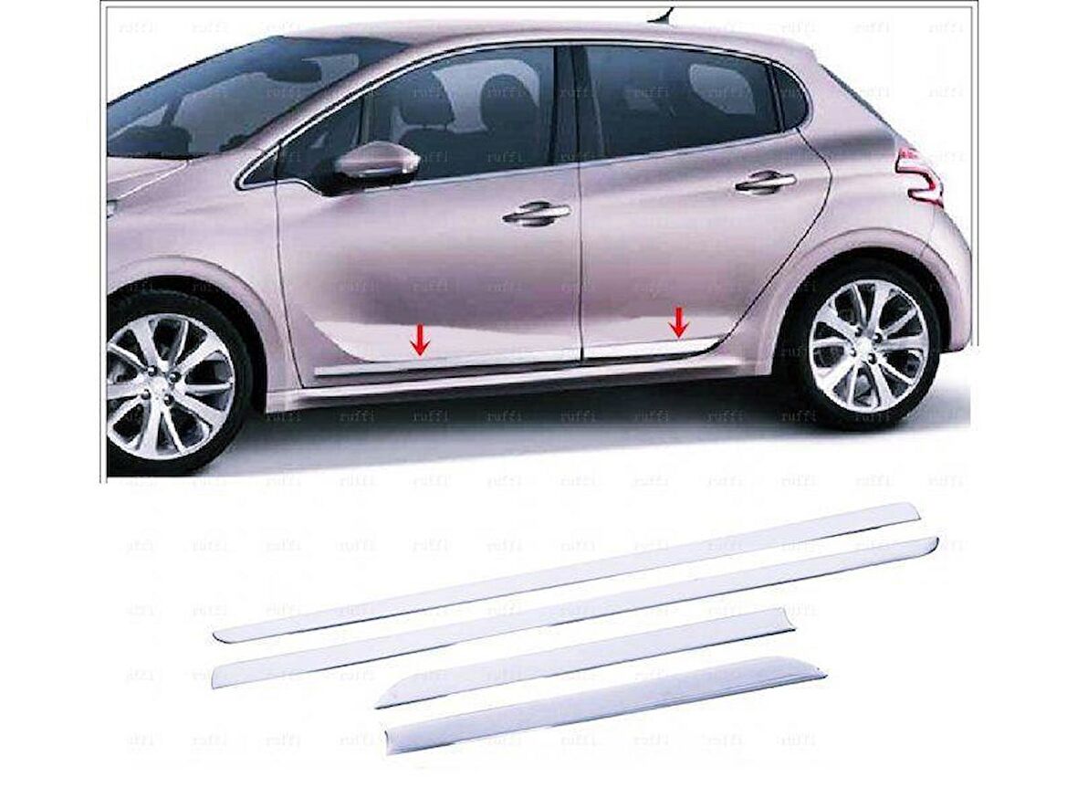 Peugeot 208 Krom Yan Kapı Çıtası 4 prç. 2012-2019 P.ÇELİK