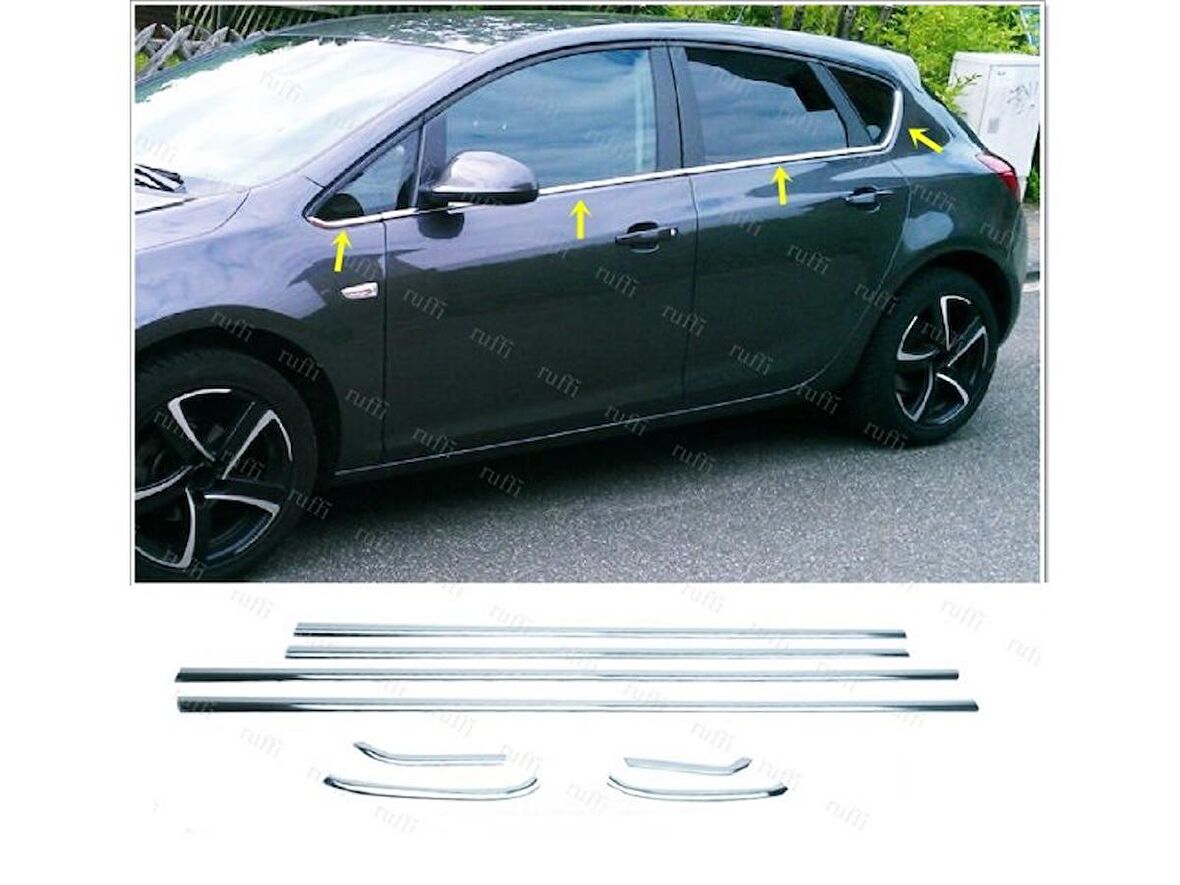 Opel Astra J Hb Krom Cam Çıtası 8 Parça 2010 Üzeri Paslanmaz Çelik