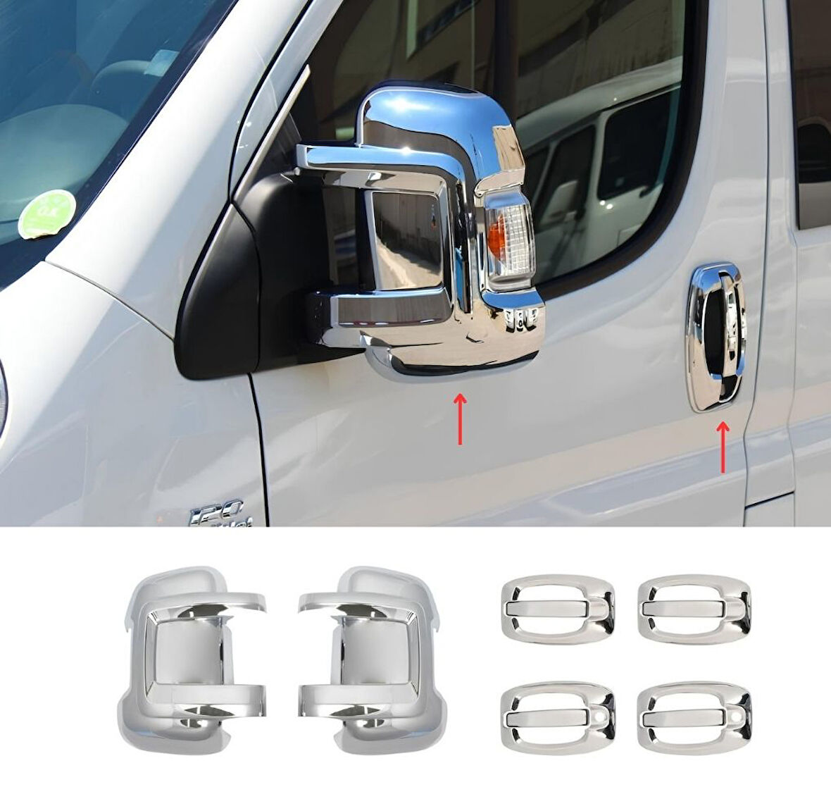 Citroen Jumper Krom Kapı Kolu 4 Kapı+Ayna Kapağı Abs 2 Parça 2006 Ve Üzeri