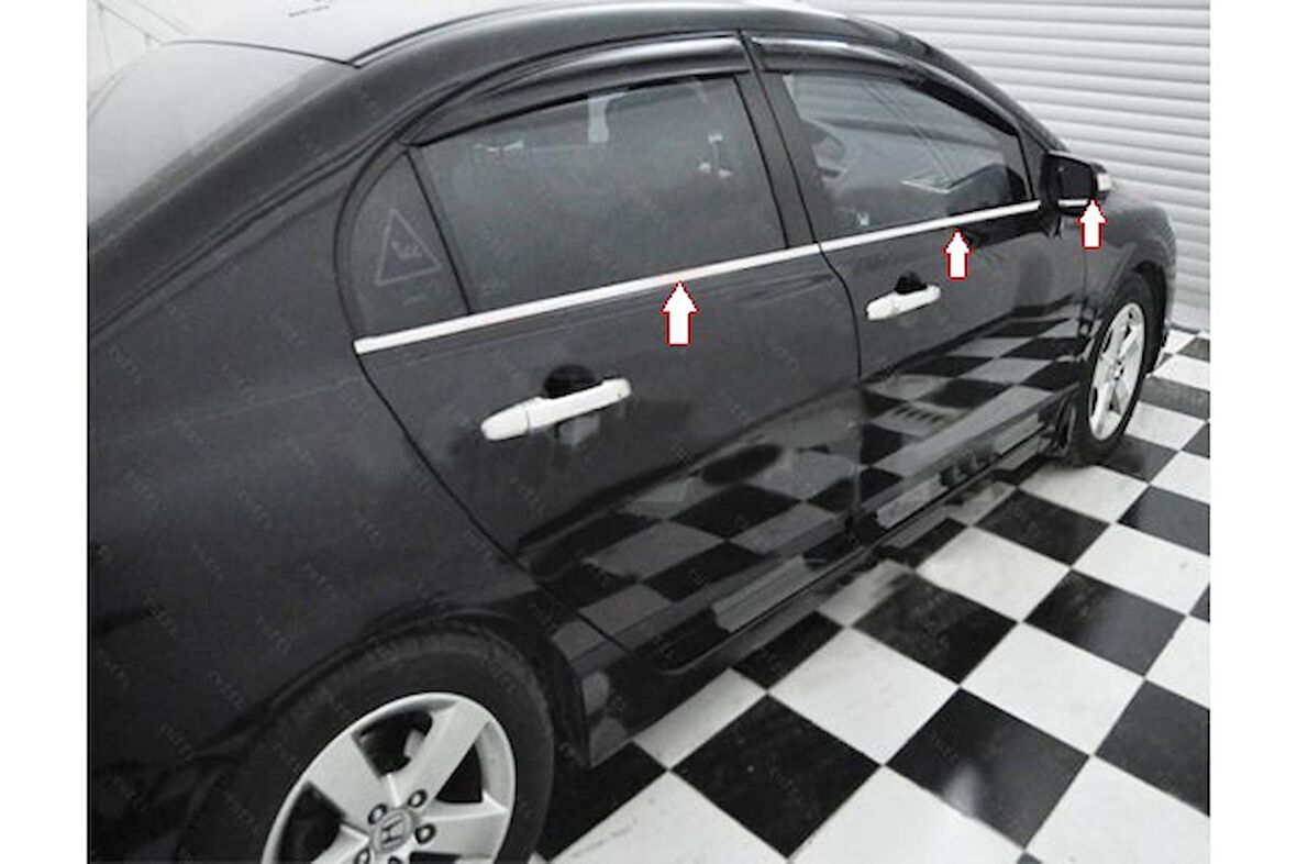 Honda Civic Krom Cam Çıtası 6 Parça 2007-2012 P.Çelik