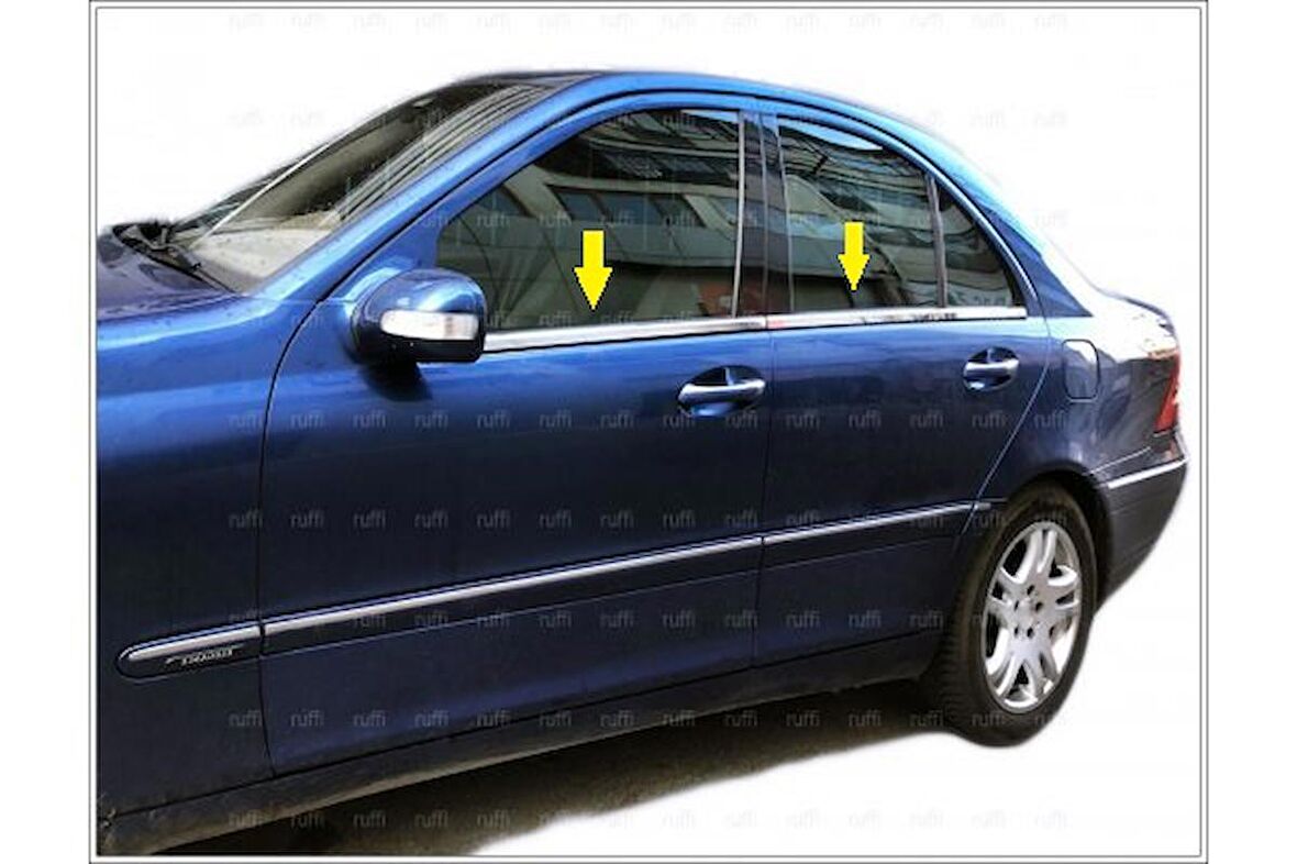 M. Benz C Klasse W203 Krom Cam Çıtası 4 prç. 2000-2007 P.Çelik