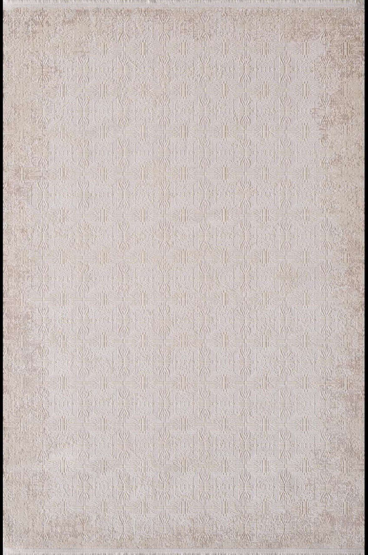 Artemis Halı Alegra 09105A Krem Bej Retro Motifli Bambu Halı