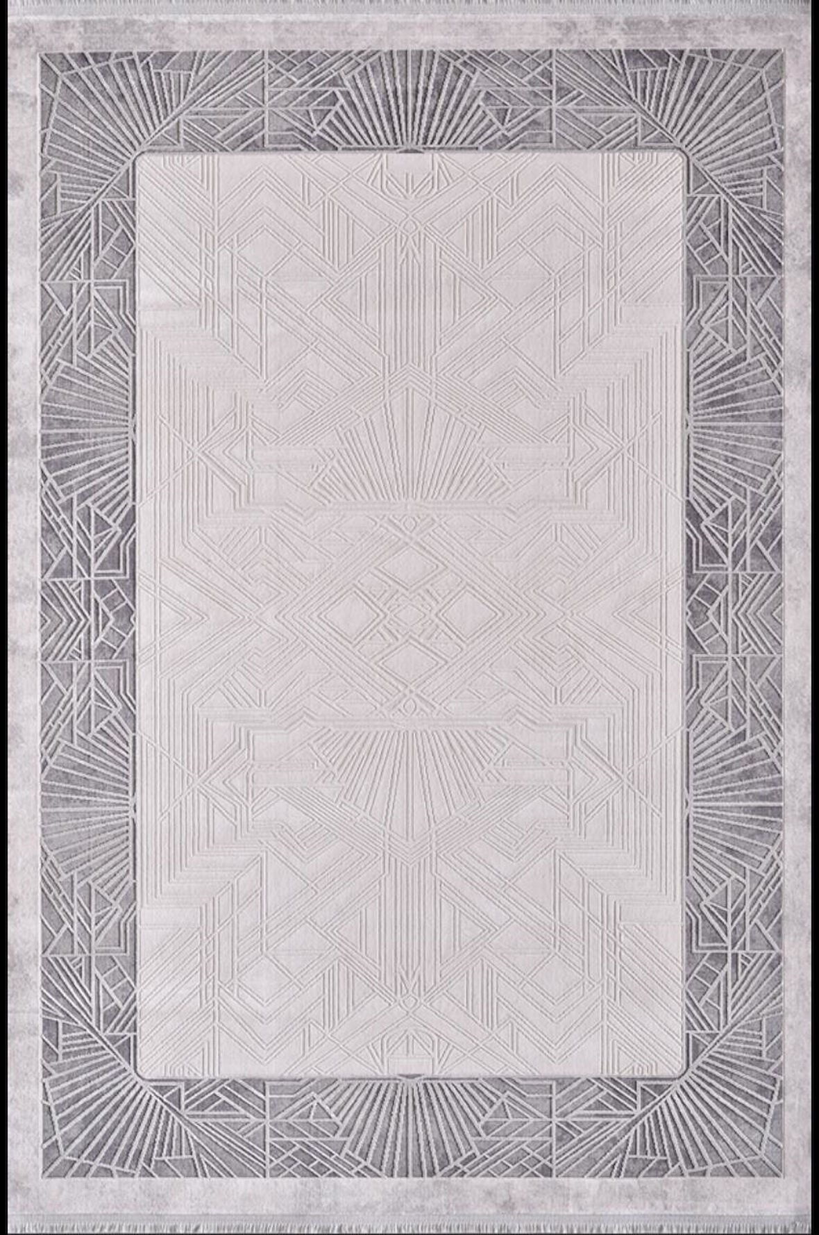 Artemis Halı Alegra 09113C Gri Krem Çizgi Desen Bambu Halı