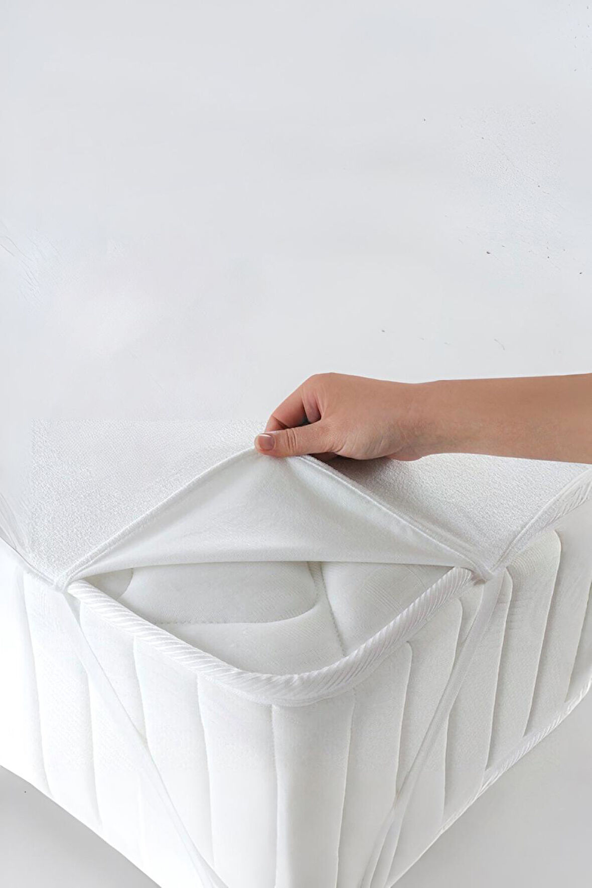 My Evilla Sıvı Geçirmez 4 Köşe Lastikli Alez Tek Kişilik Beyaz Renk Yatak Koruyucu