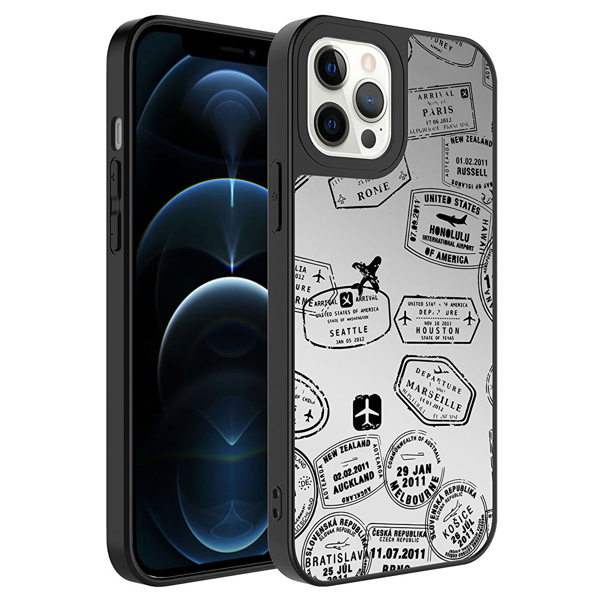 Apple iPhone 12 Pro Max Kılıf Aynalı Desenli Kamera Korumalı Parlak  Mirror Kapak