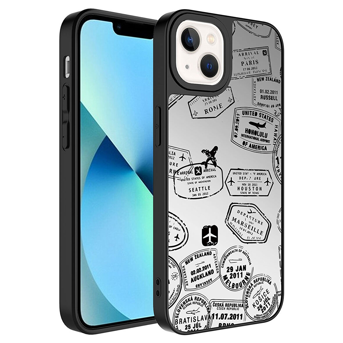 Apple iPhone 13 Kılıf Aynalı Desenli Kamera Korumalı Parlak  Mirror Kapak
