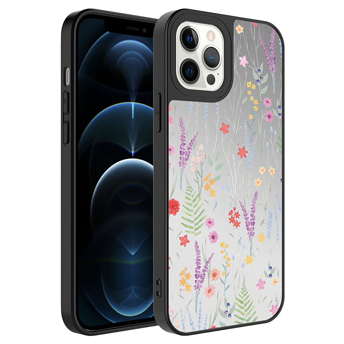 Apple iPhone 12 Pro Max Kılıf Aynalı Desenli Kamera Korumalı Parlak  Mirror Kapak