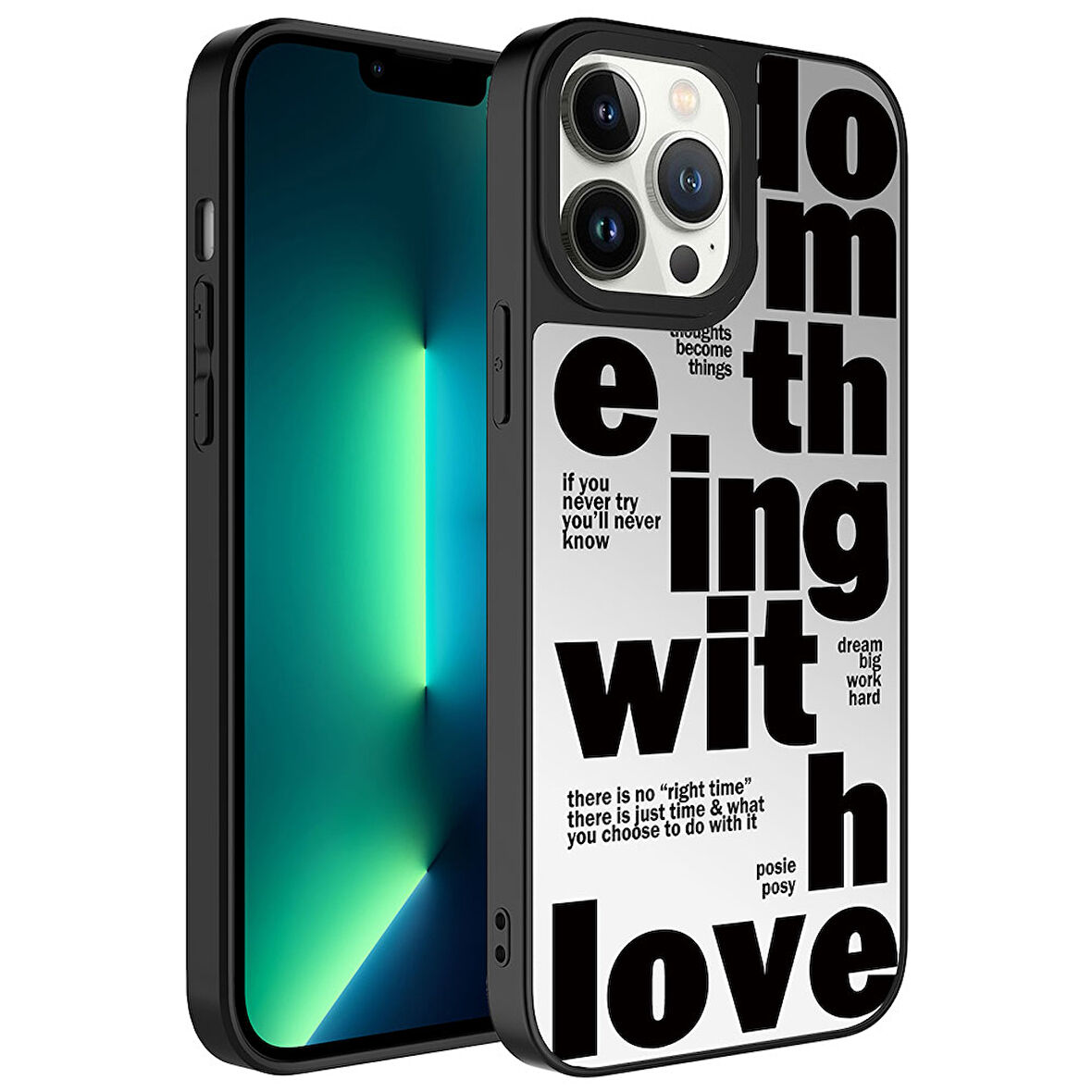 Apple iPhone 13 Pro Max Kılıf Aynalı Desenli Kamera Korumalı Parlak  Mirror Kapak
