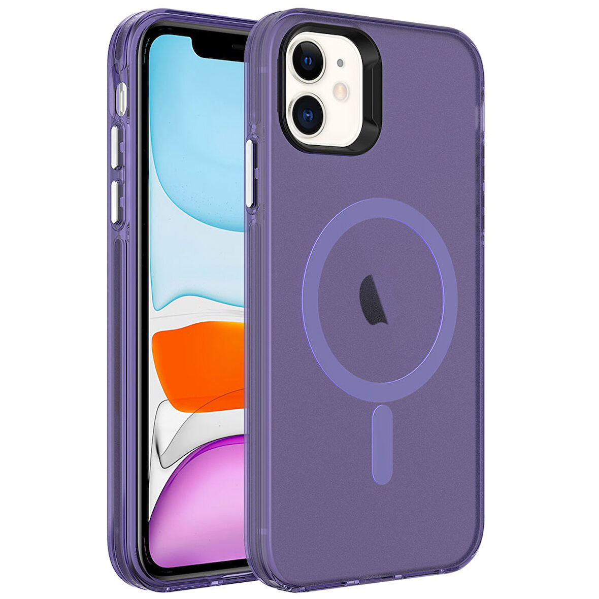 Apple Uyumlu iPhone 11 Kılıf  M-safe Şarj Özellikli Buzlu Transparan C-Pro Sert Kapak