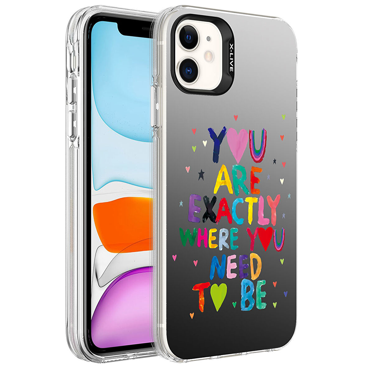 Apple Uyumlu iPhone 11 Kılıf Desenli  Silver Sert Kapak