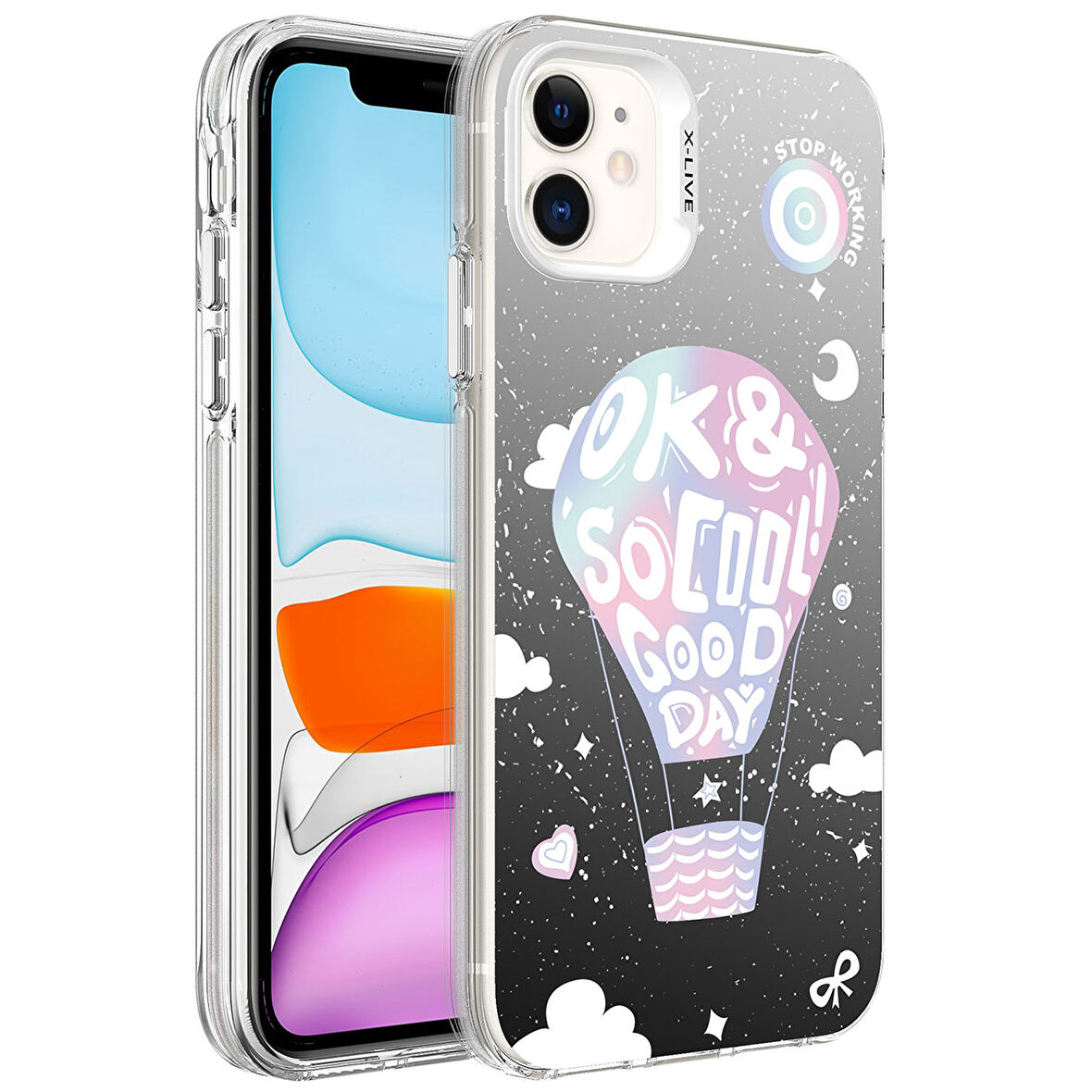 Apple Uyumlu iPhone 11 Kılıf Desenli  Silver Sert Kapak