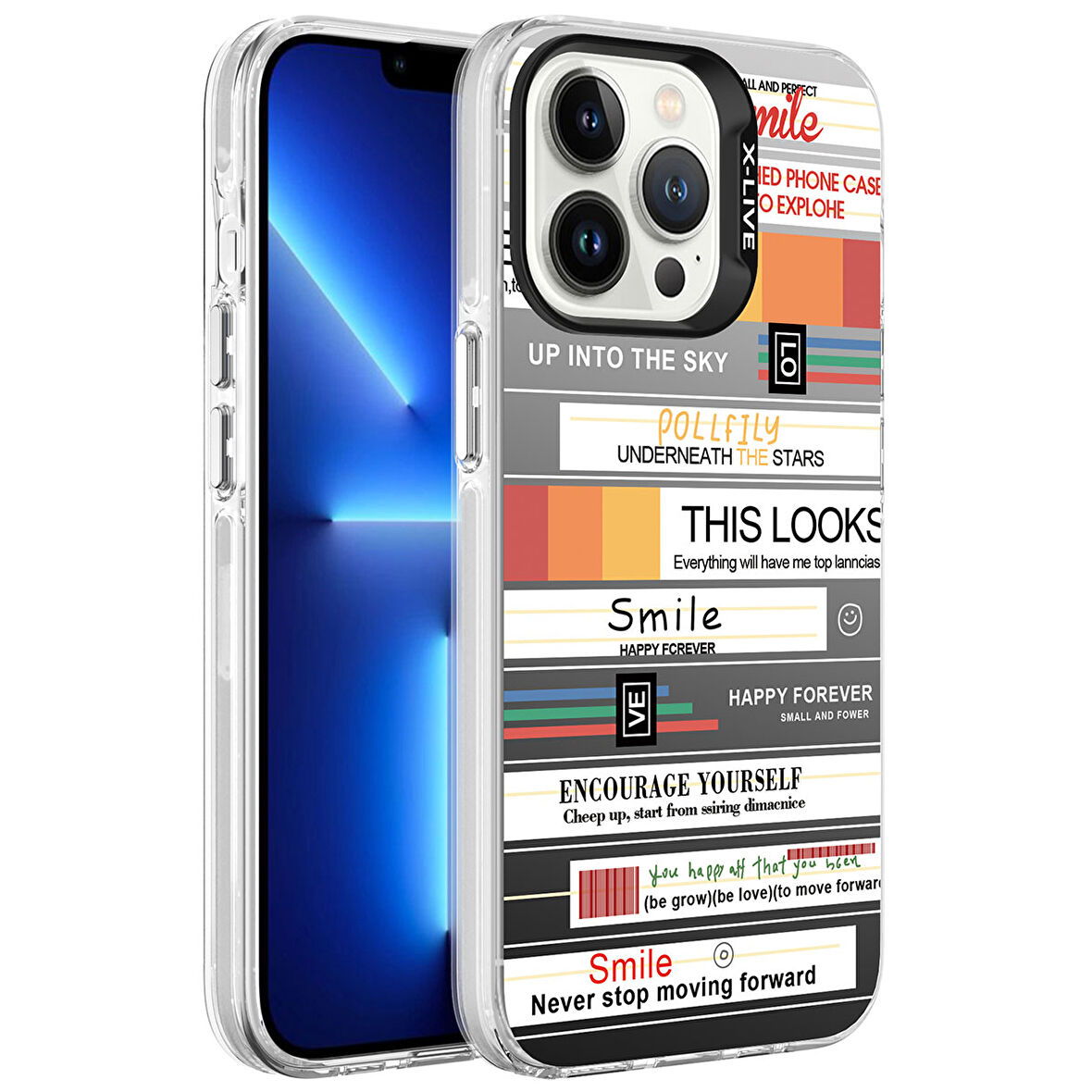 Apple iPhone 13 Pro Kılıf Desenli  Silver Sert Kapak