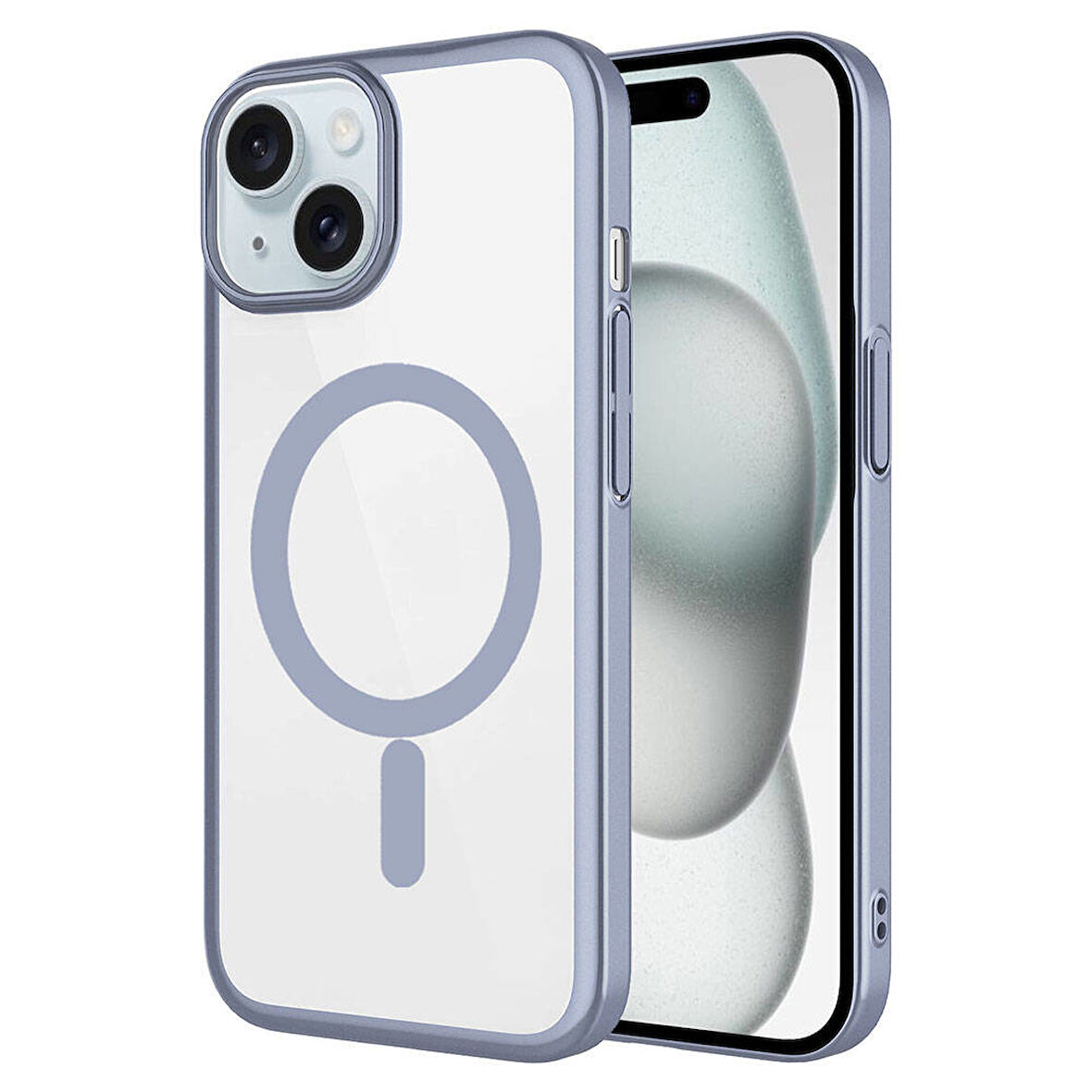 Apple iPhone 15 Kılıf Wireless Şarj Özellikli Sert PC  Mat Riksos M-safe Kapak