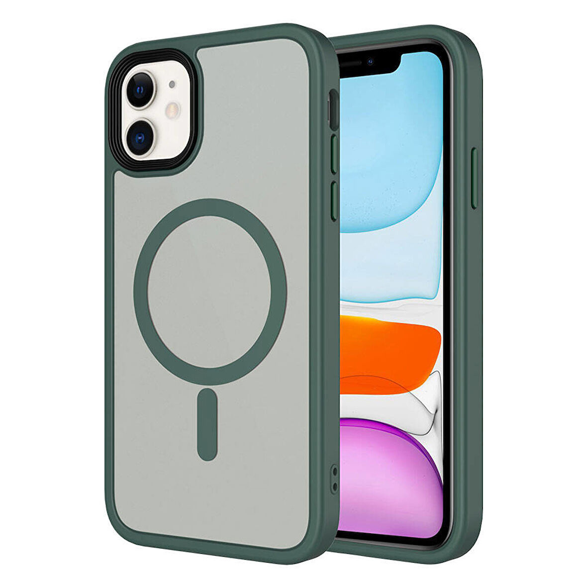 Apple Uyumlu iPhone 11 Kılıf Mat Arka Yüzey Wireless Şarj Özellikli  Flet M-safe Kapak