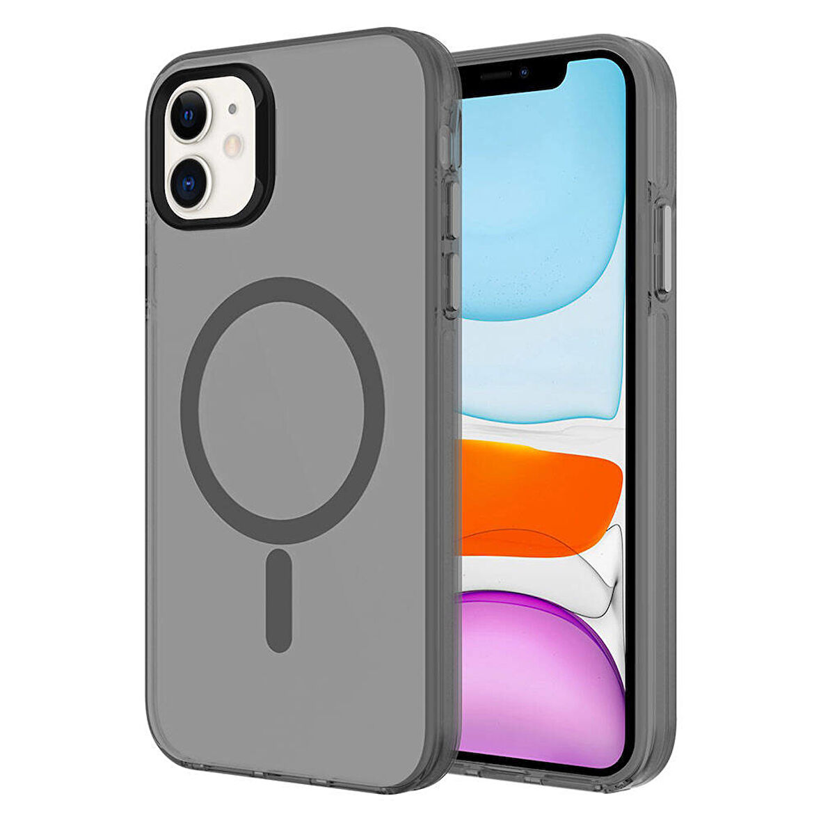 Apple Uyumlu iPhone 11 Kılıf  M-safe Şarj Özellikli Buzlu Transparan C-Pro Sert Kapak