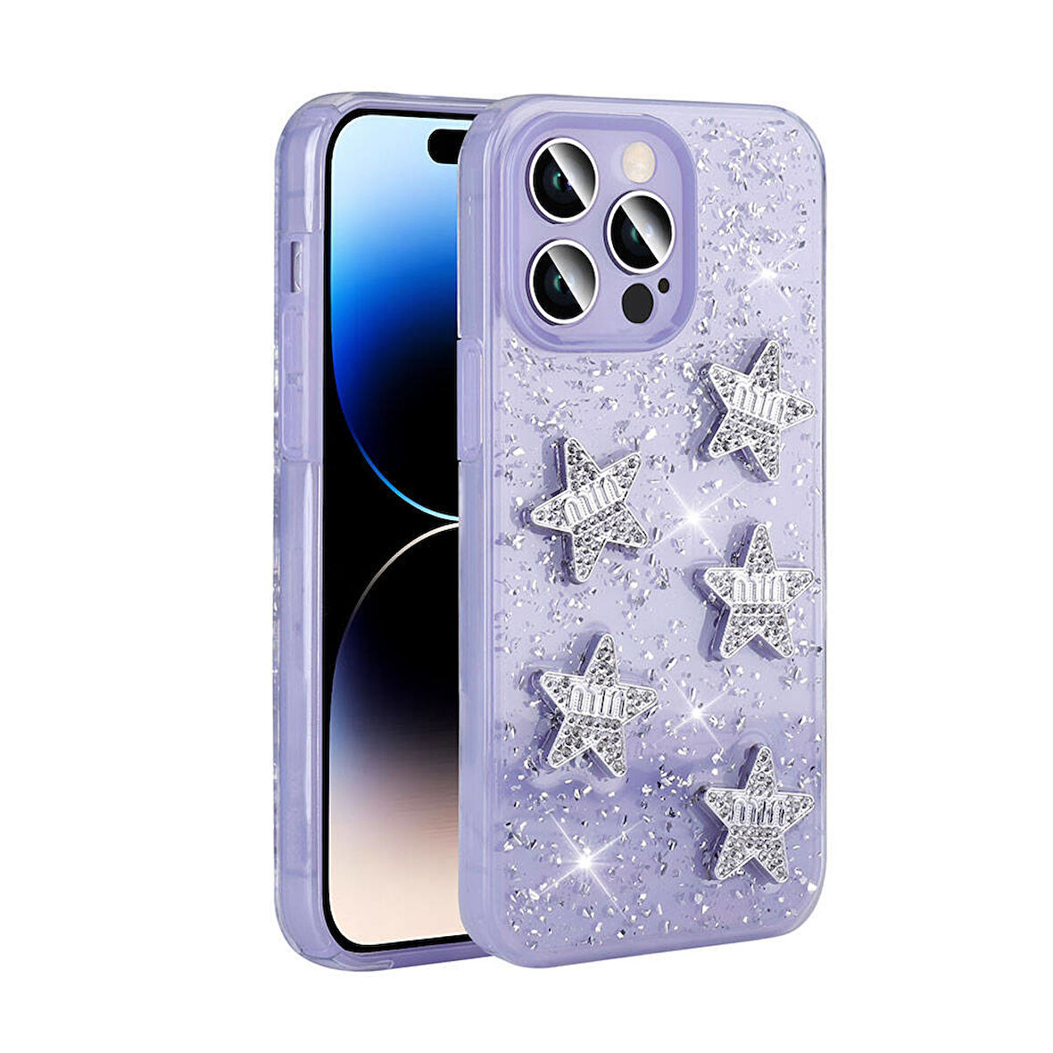 Apple iPhone 14 Pro Max Kılıf Airbagli Simli Arka Yüzey  Işıltı Silikon Kapak