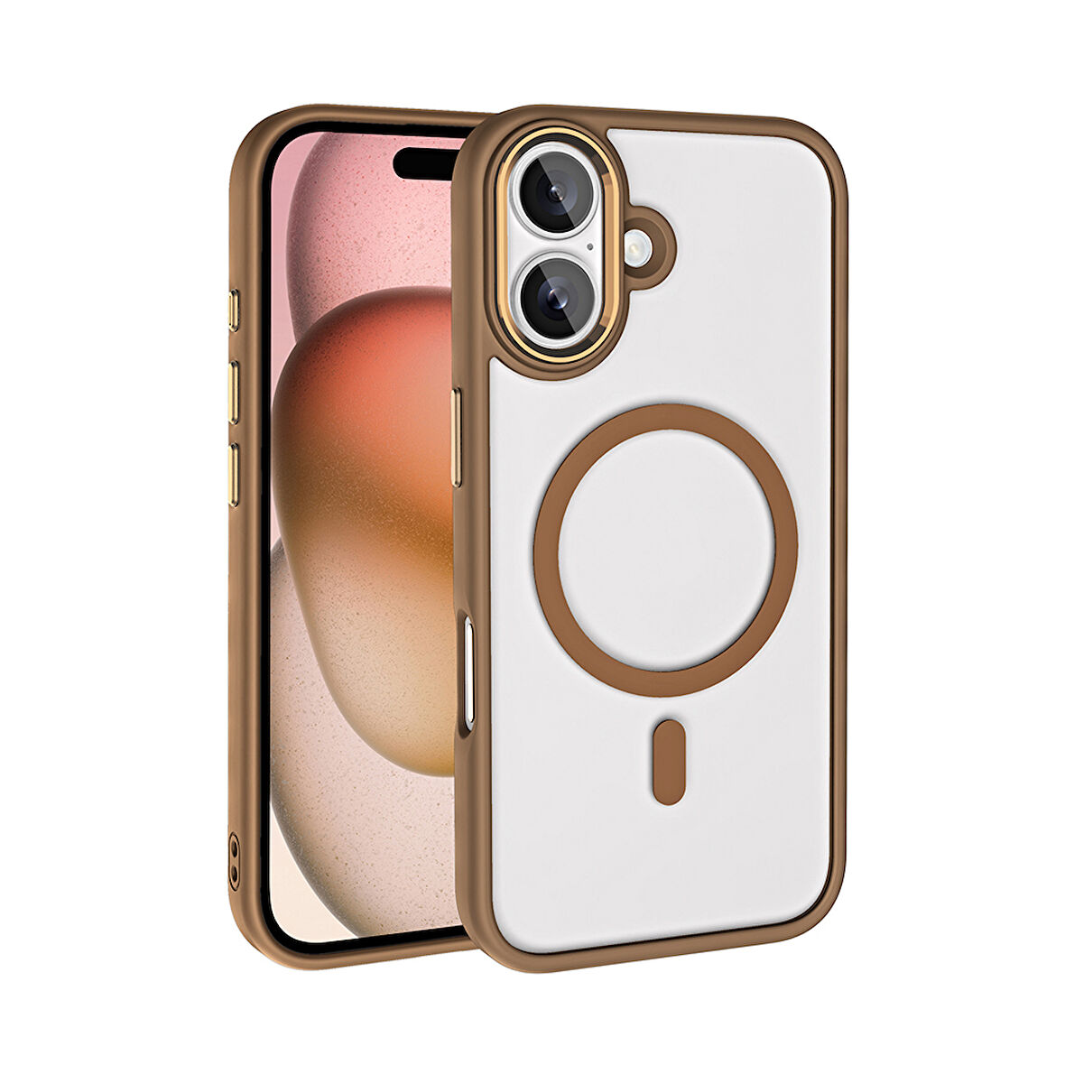 Apple iPhone 16 Kılıf Wireless Şarj Özellikli  Krom M-safe Silikon Kapak