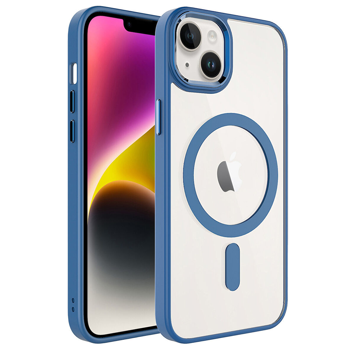 Apple iPhone 15 Kılıf Wireless Şarj Özellikli  Krom M-safe Silikon Kapak