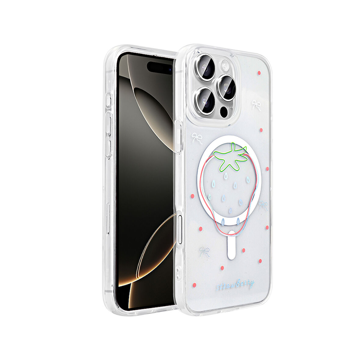 Apple iPhone 16 Pro Max Kılıf M-Safe Şarj Özellikli Şeffaf  Folk Sert Kapak