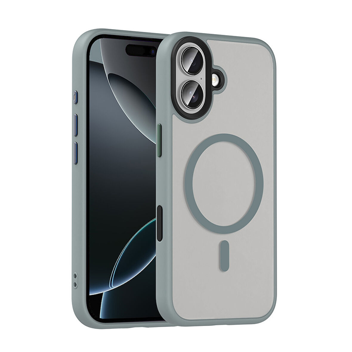 Apple Uyumlu iPhone 17 Kılıf Mat Arka Yüzey Wireless Şarj Özellikli  Flet M-safe Kapak