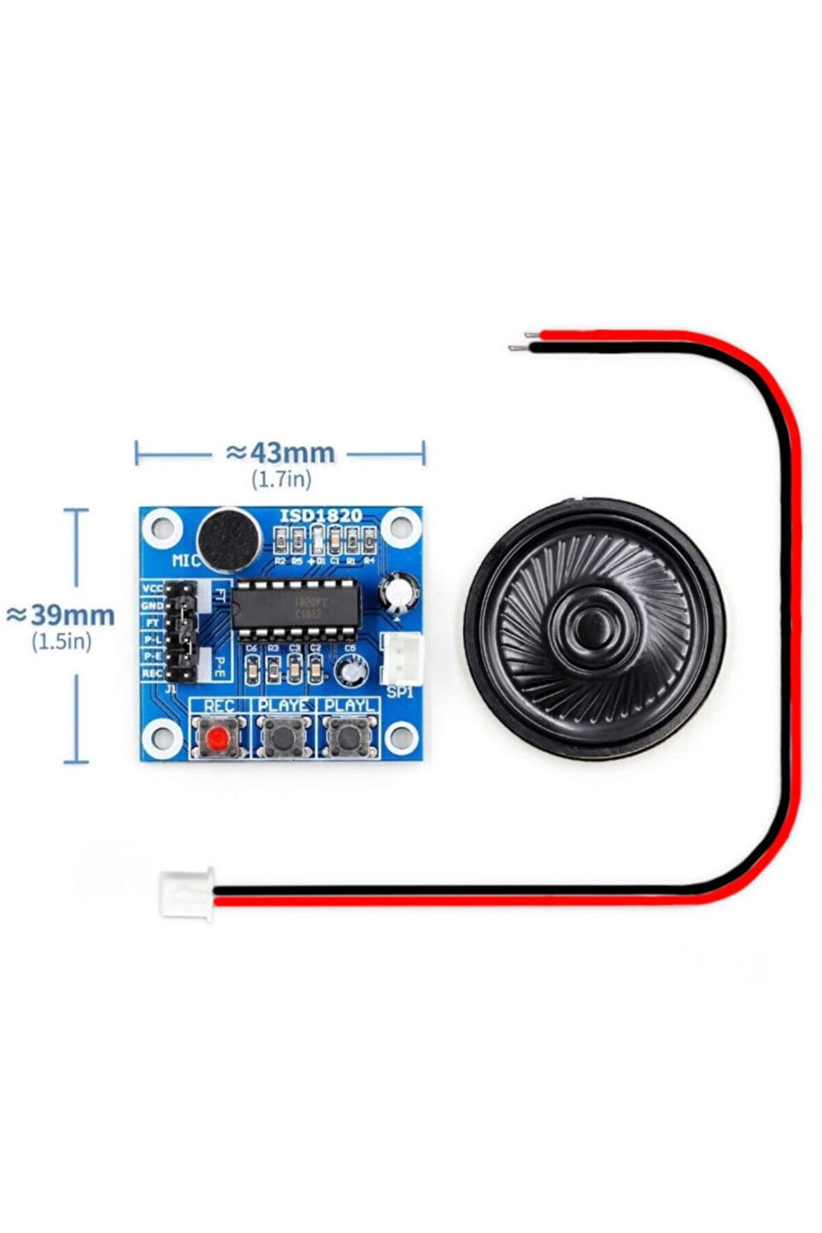 Isd1820 Ses Kayıt Modülü Ses Çalma Modülü 8ohm 0.5w Hoparlör
