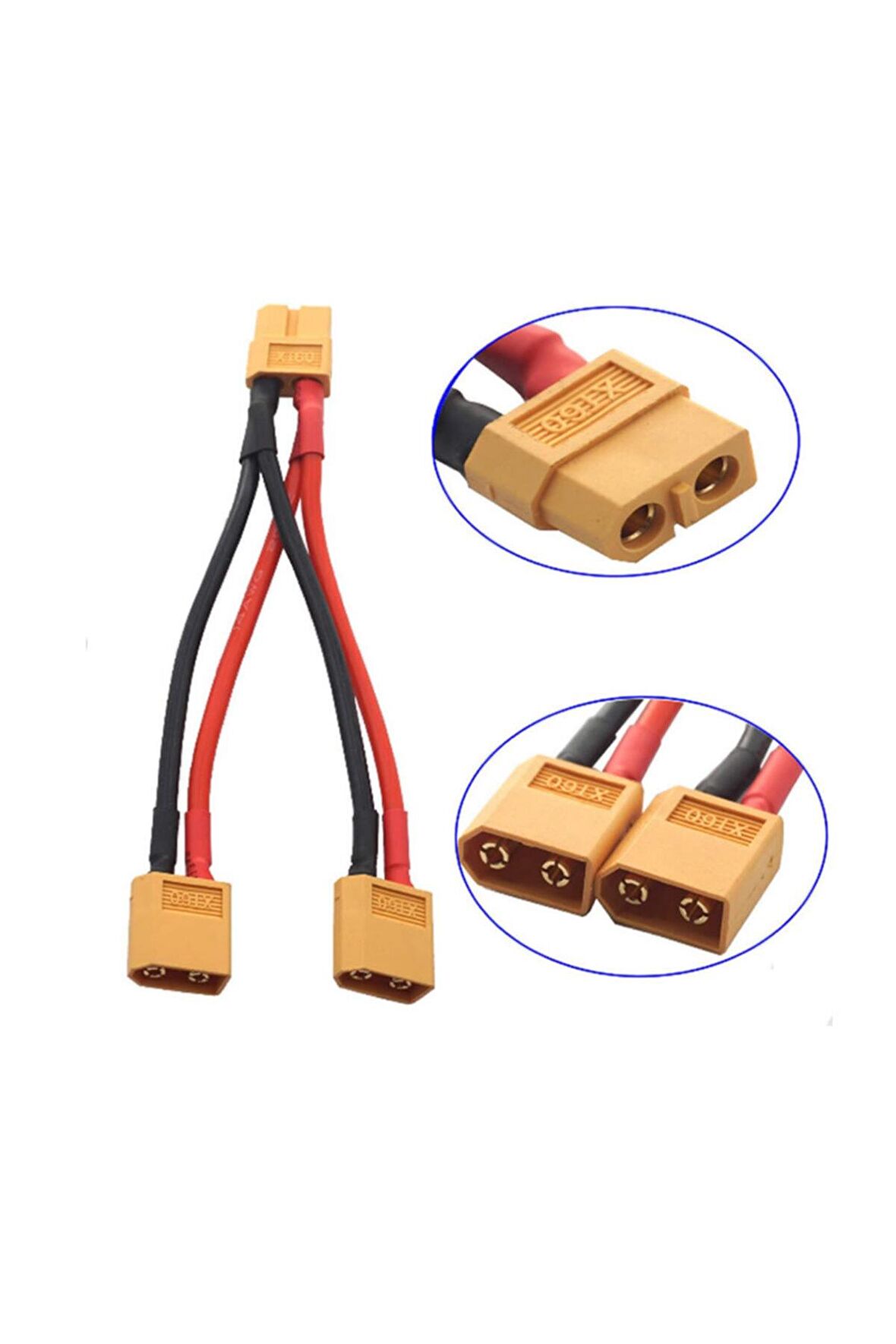 Xt60 Konnektörlü Y Tip Birleştirici Kablo 10 cm Lipo Pil Batarya