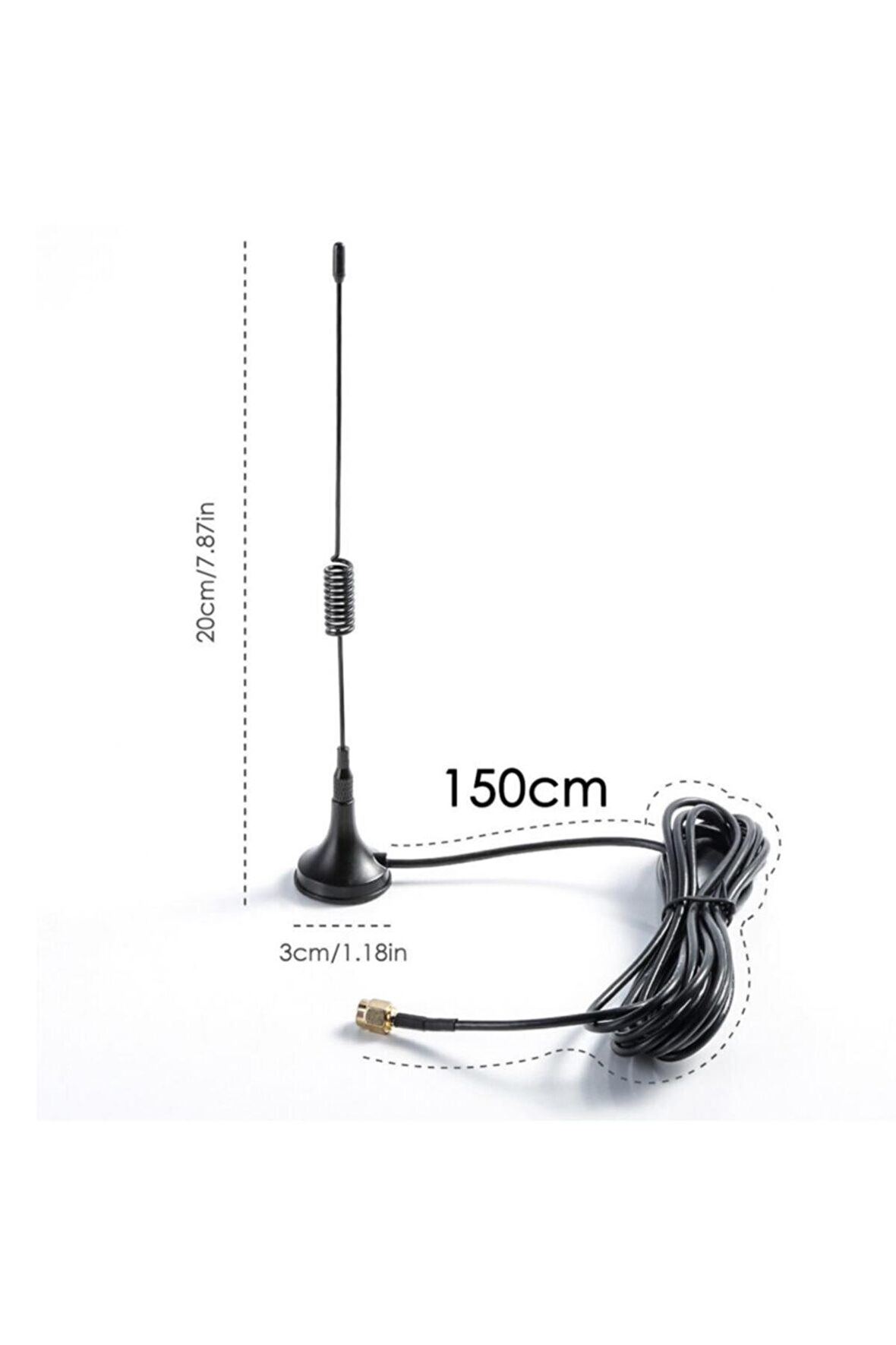 315mhz 1.5m 3dbi Anten 50ohm Sma Erkek Soket Mıknatıslı Montaj