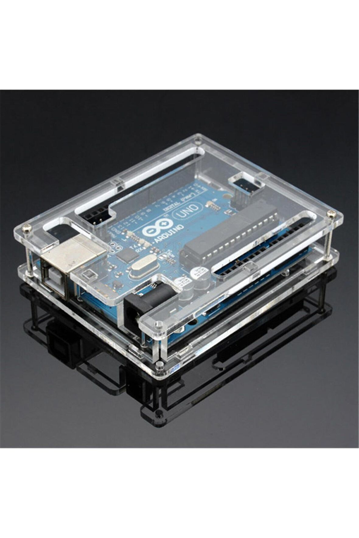 Arduino Uno R3 Plastik Koruma Kutusu Vidalı Pleksi Kutu
