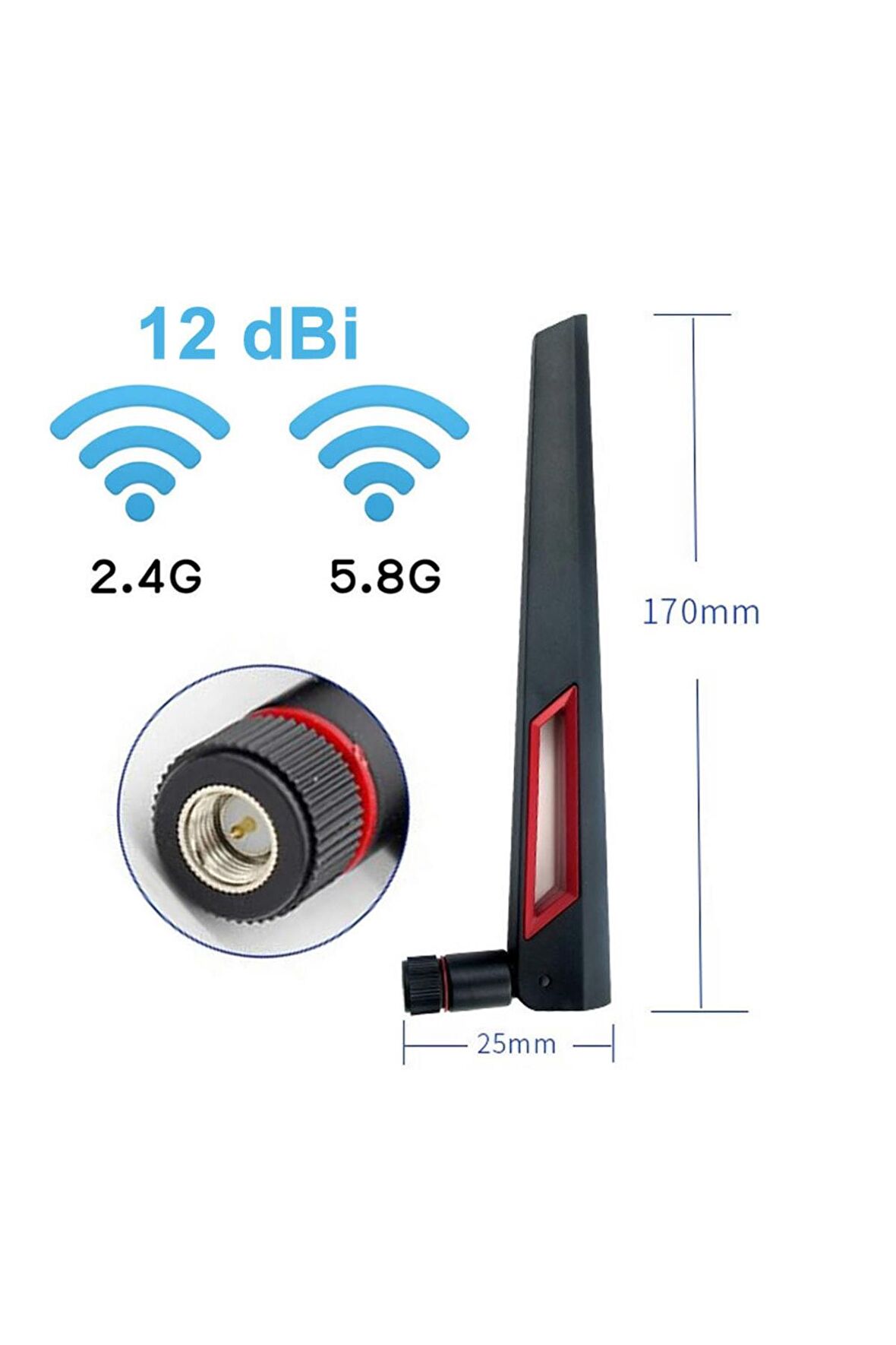 12dbi Dual Band Anten Sma Erkek 2.4ghz 5.8ghz Rf Gsm Wifi Sinyal