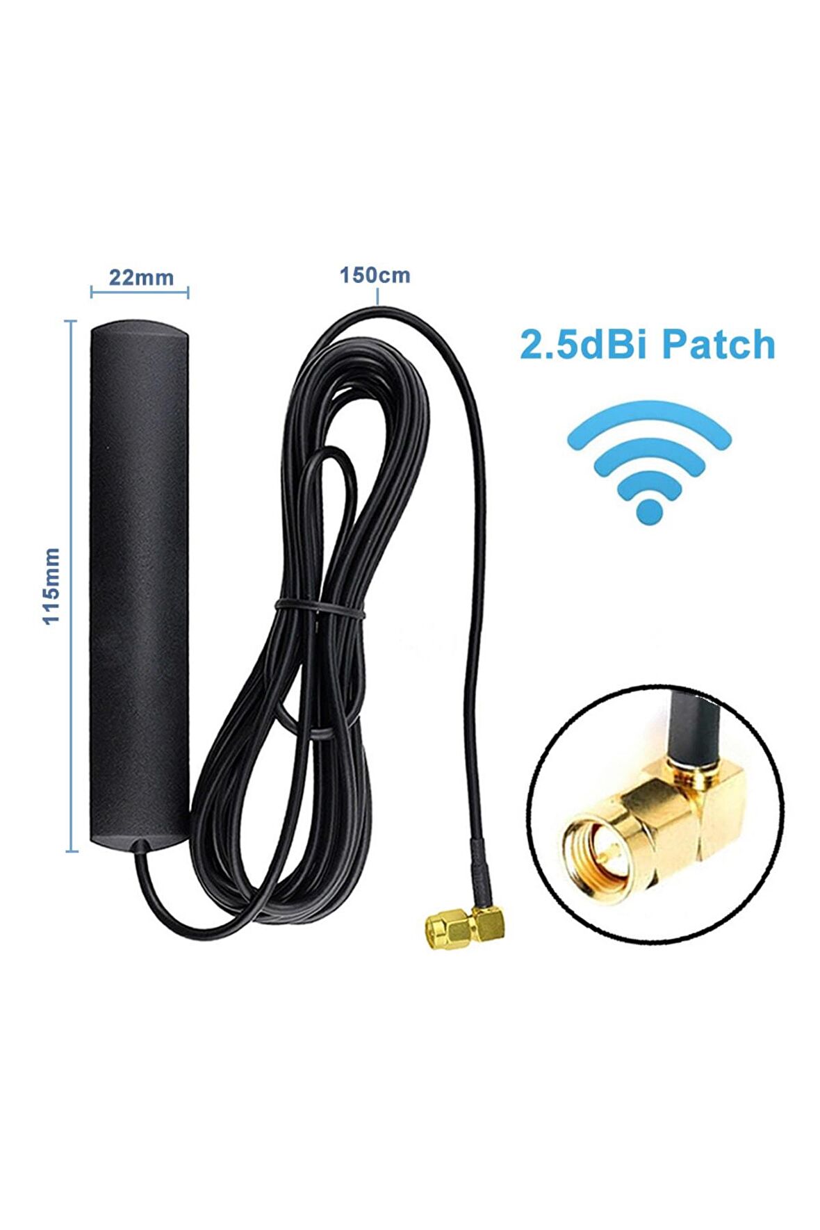 2.5dbi Patch Anten 1.5 Metre Sma Erkek 433mhz 50ohm Gsm Gprs Wifi