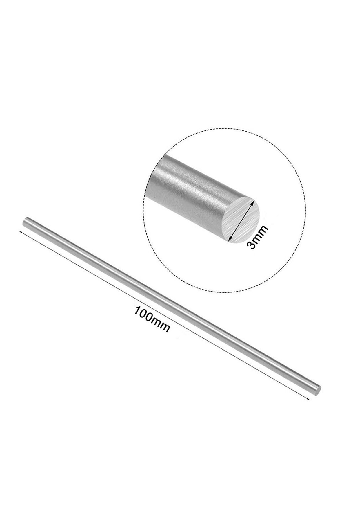 3mm X 100mm Metal Mil Çelik Çubuk Aks Oyuncak Rc Araba Robot (10 ADET)