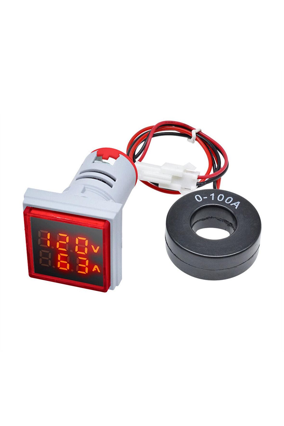 Ac 20-500v 100a Kare Dijital Voltmetre Ampermetre 220v Kırmızı