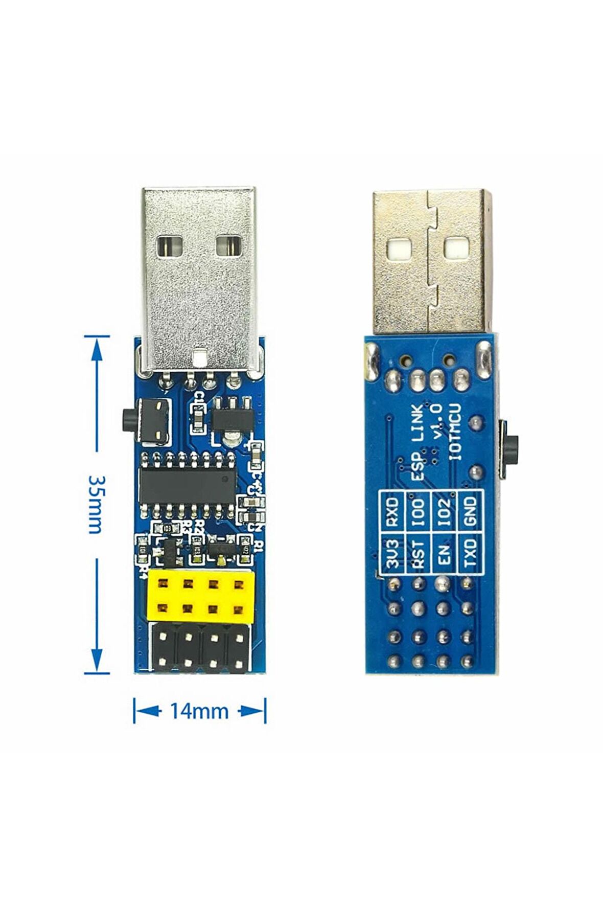 Esp-01 Ch340 Usb Bağlantı Adaptörü Reset Butonlu Esp01 Esp8266 Esp-01s Wifi Modül Ayar Firmware