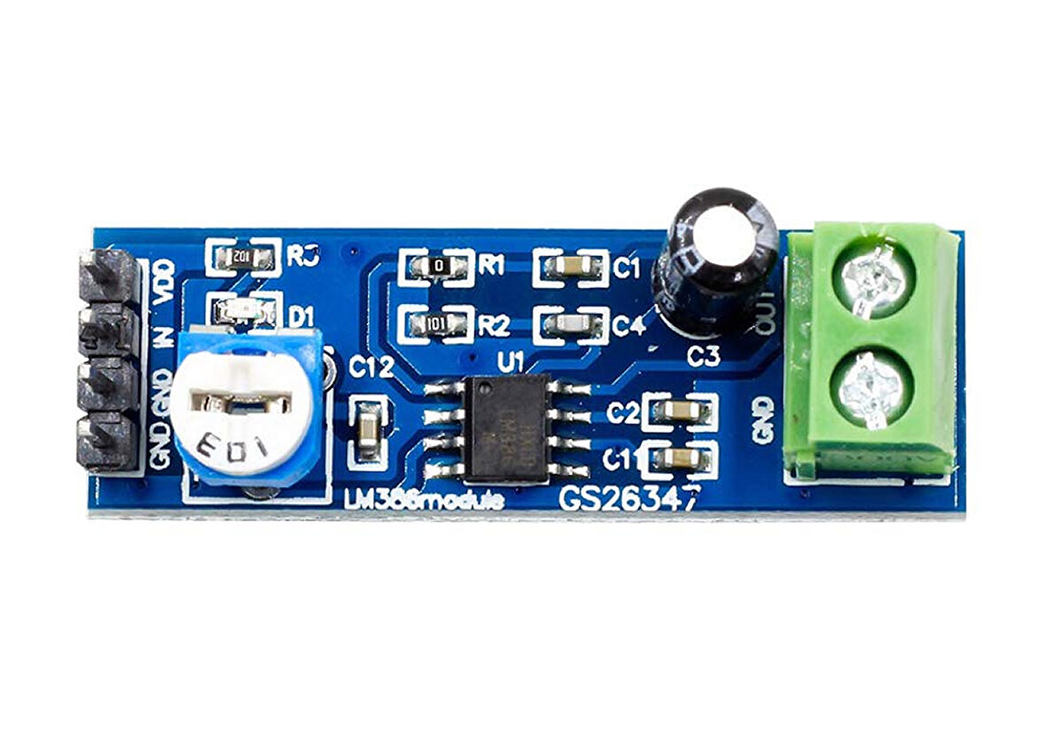 LM386 Ses Kuvvetlendirici Modül DC 5V / 12V Mono Ayarlanabilir Ses Yükseltici Mikrofon Amfi Amfilik