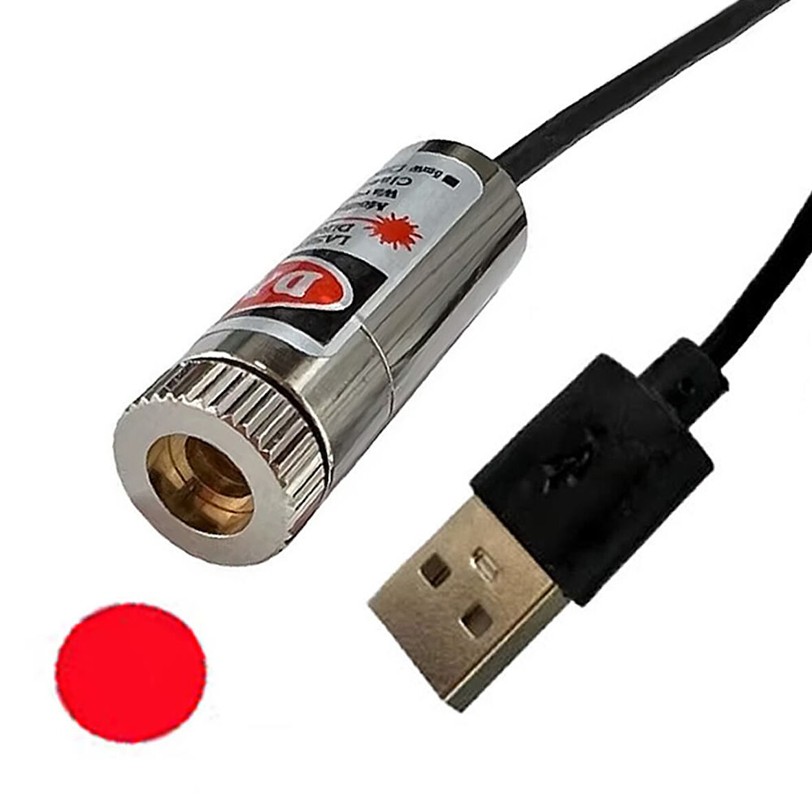 Usb Kablolu 5mW 650nm Nokta Çizgi Lazer Modül 1 Metre Kablo Lens ile Odak Ayarlı 12mm Çap İşaretle