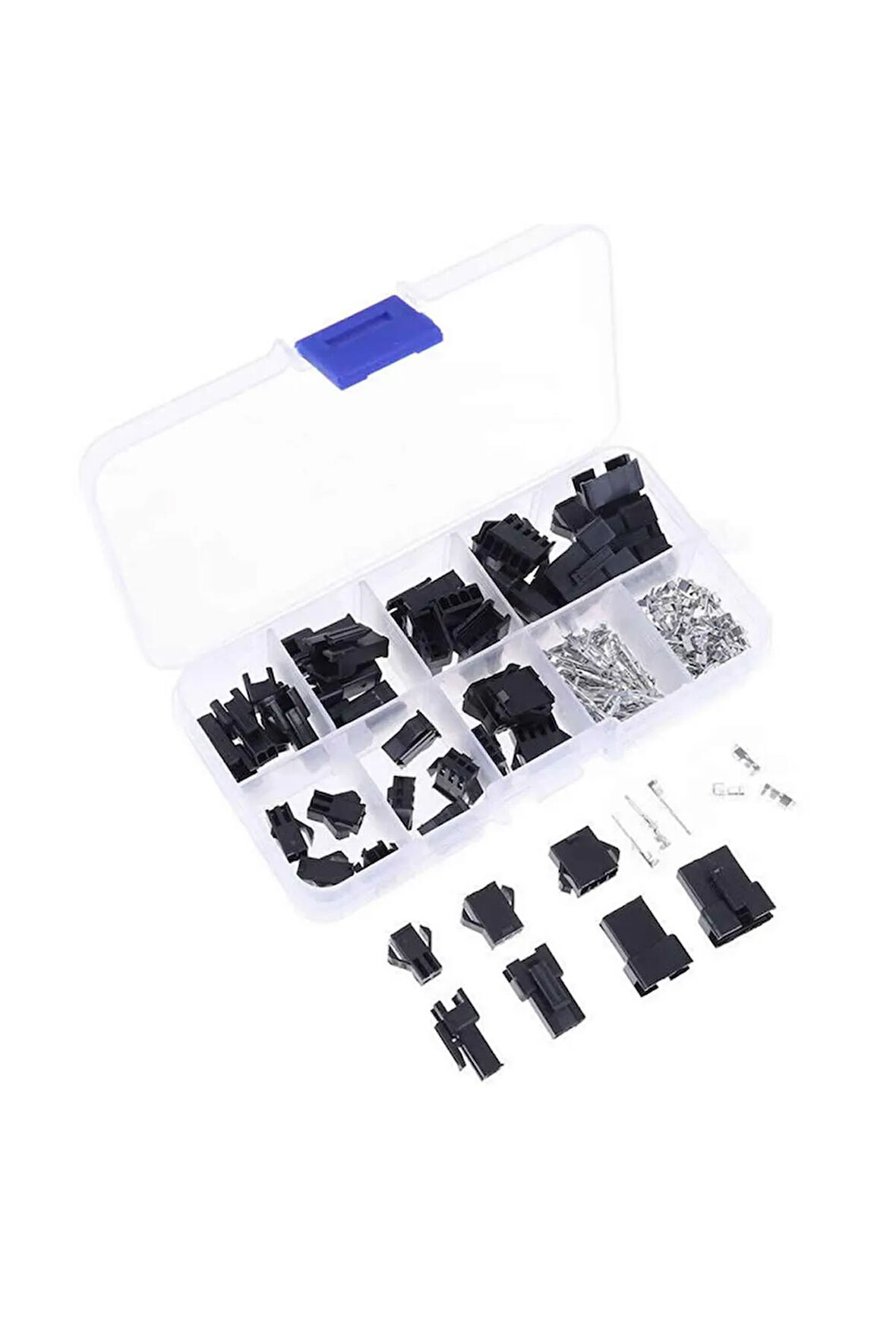JST SM Konnektör Set 200 Parça Set Kutulu 2 3 4 5 Pin Erkek Dişi Terminal Konnektör Sıkmalı Pin