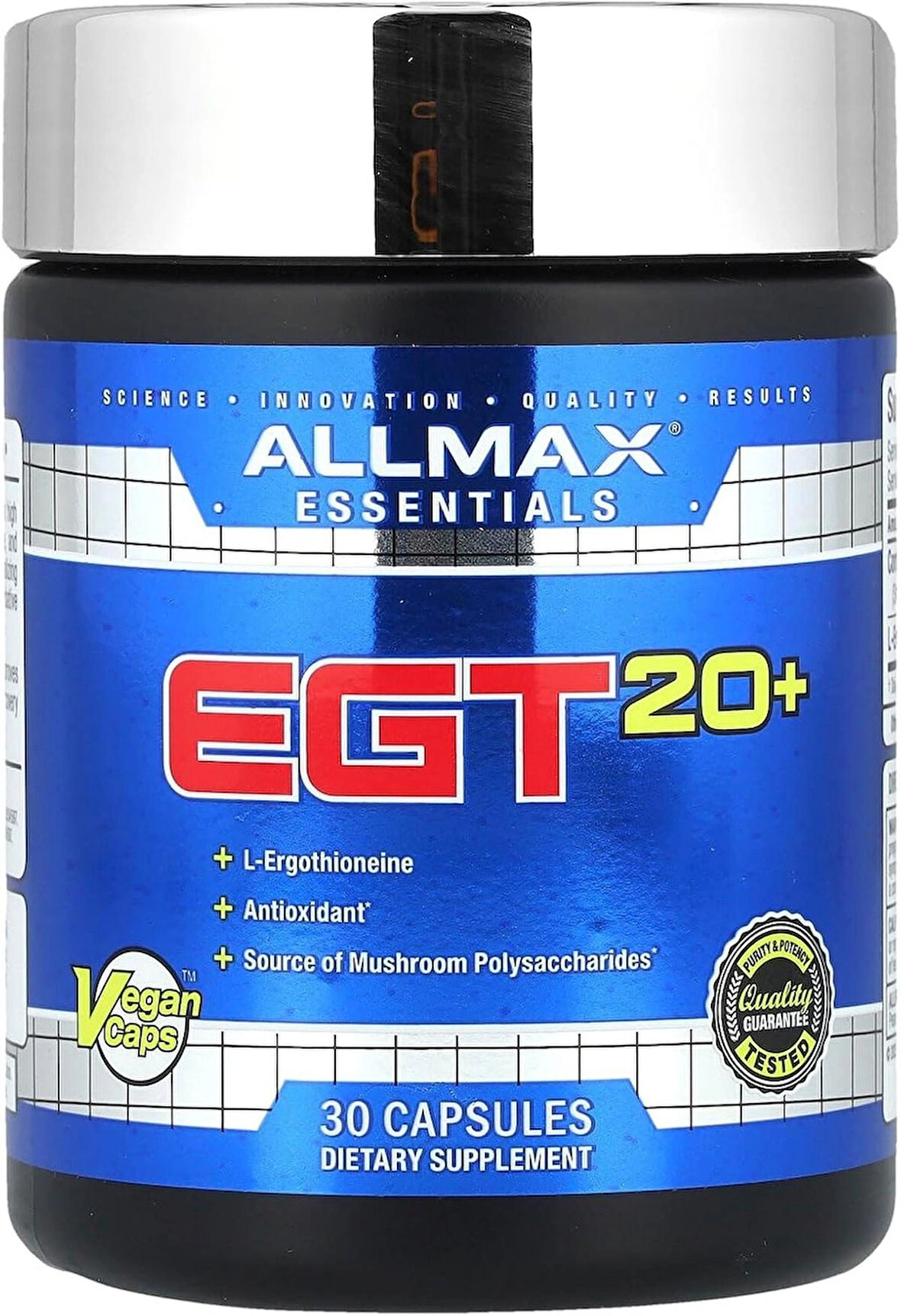 ALLMAX EGT20+ L-Ergothioneine Cordyceps Shiitake Source of Mushroom Polysaccharides 30 Vegan Caps