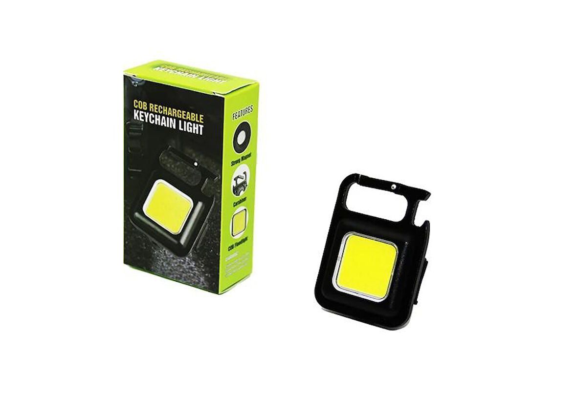 3ın1 Mıknatıslı USB Şarjlı Fener - Anahtarlık - Pratik Kapak Açacak