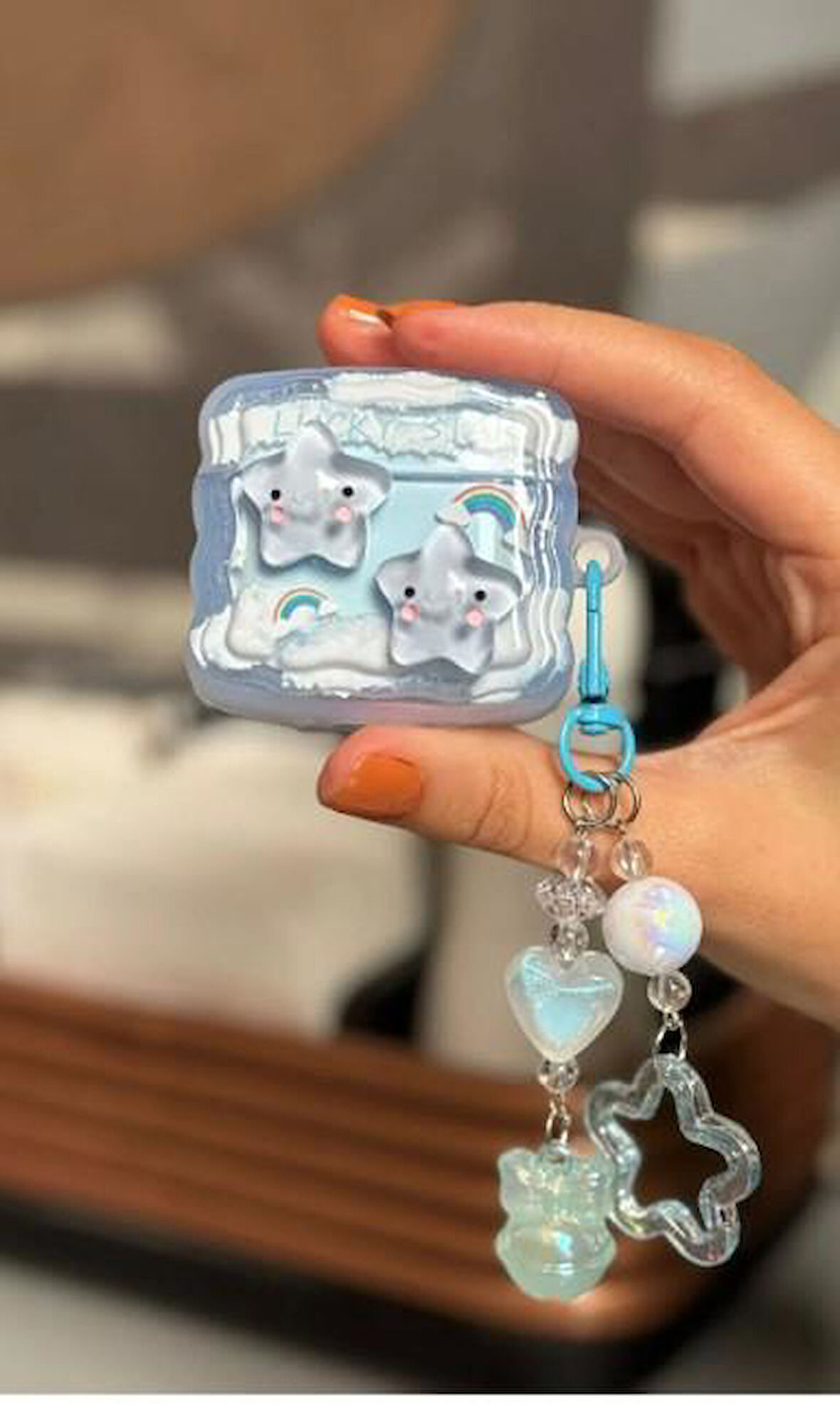 Airpods 4. Nesil Ile Uyumlu Sevimli Yıldız Figürlü Ve Boncuk Süslü Kulaklık Kılıfı