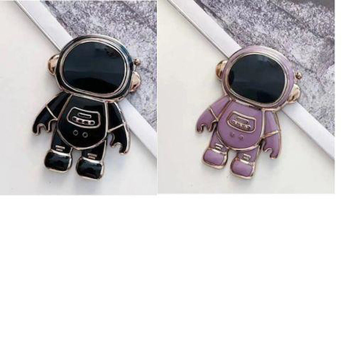 2li Set Sevimli Astronot Stand Telefon Tutucu Yapışkan Özellikli