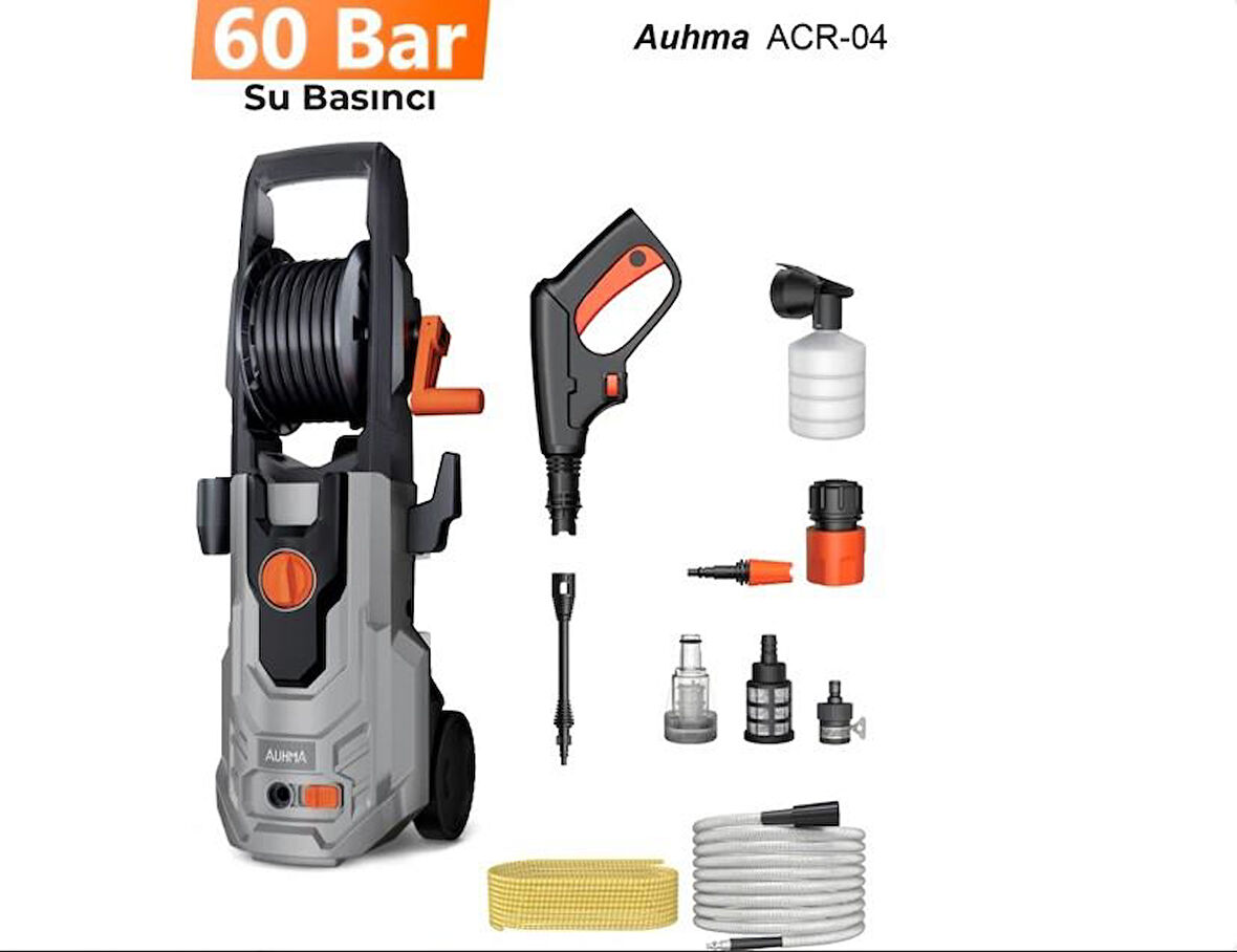 Extra Basınçlı Araç Yıkama Makinesi | 60 Bar 1100W Yüksek Basınçlı Yıkama | Köpük Taban
