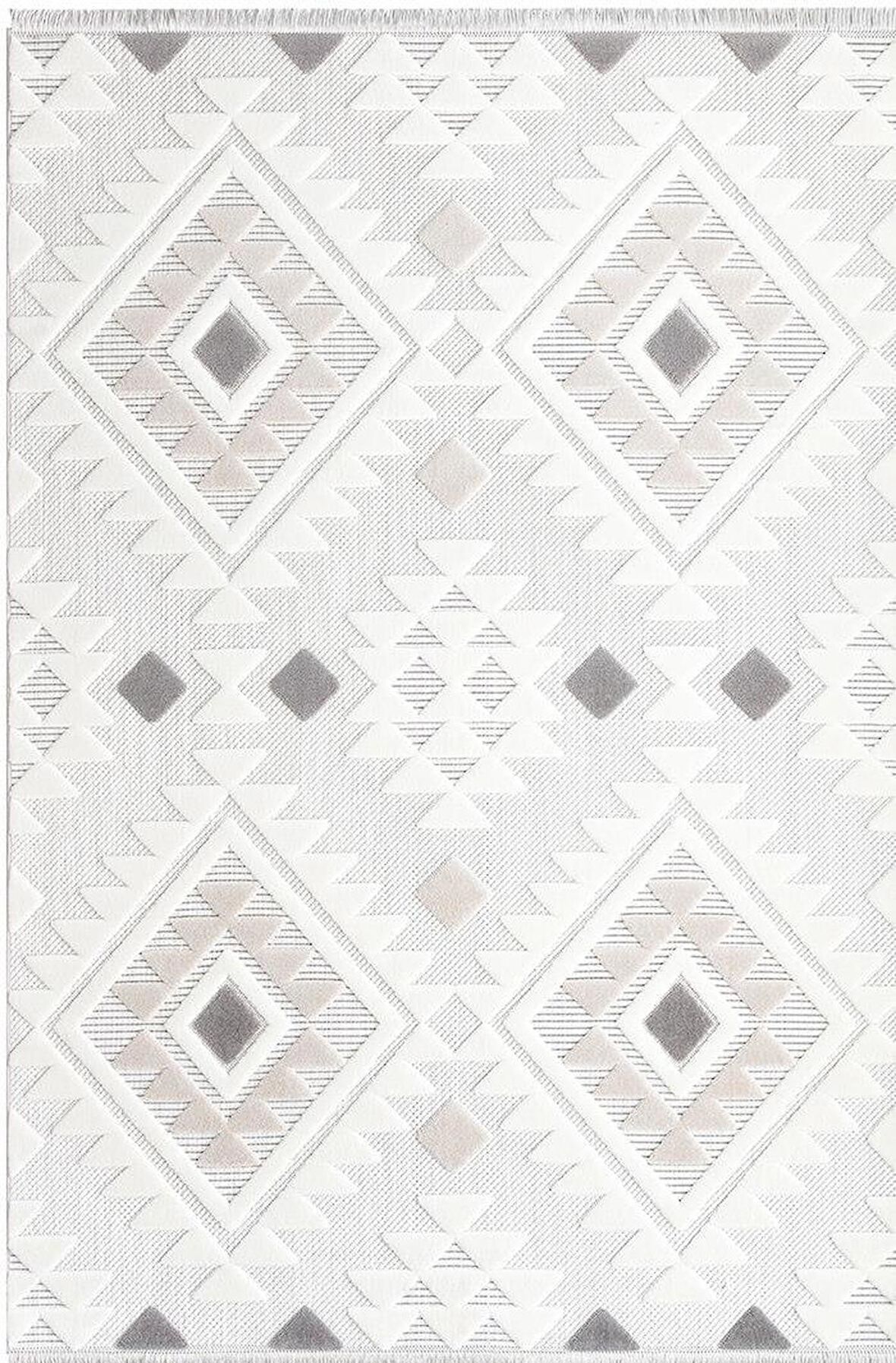 İpek Mekik Halı Almond Pudra Bej İskandinav Desenli Kilim