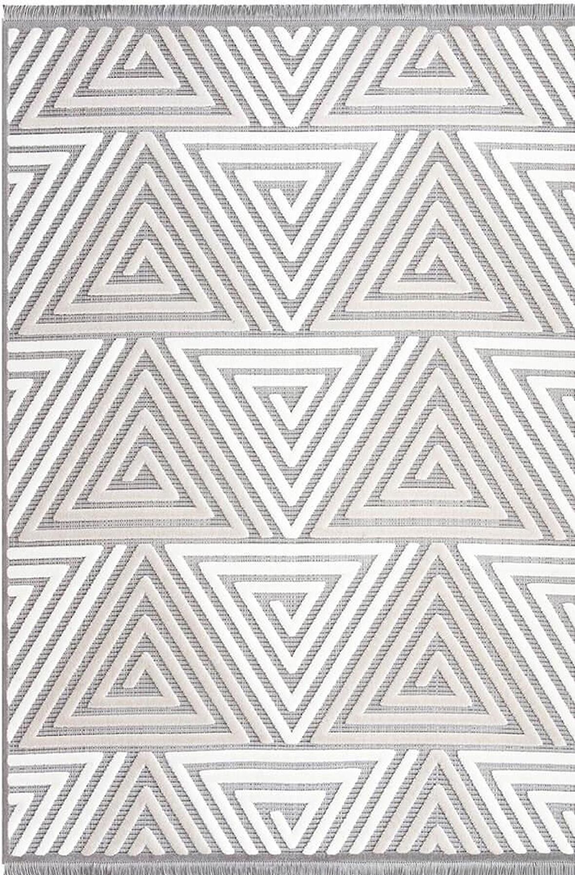 İpek Mekik Halı Somon Bej Geometrik Çizgili Kilim