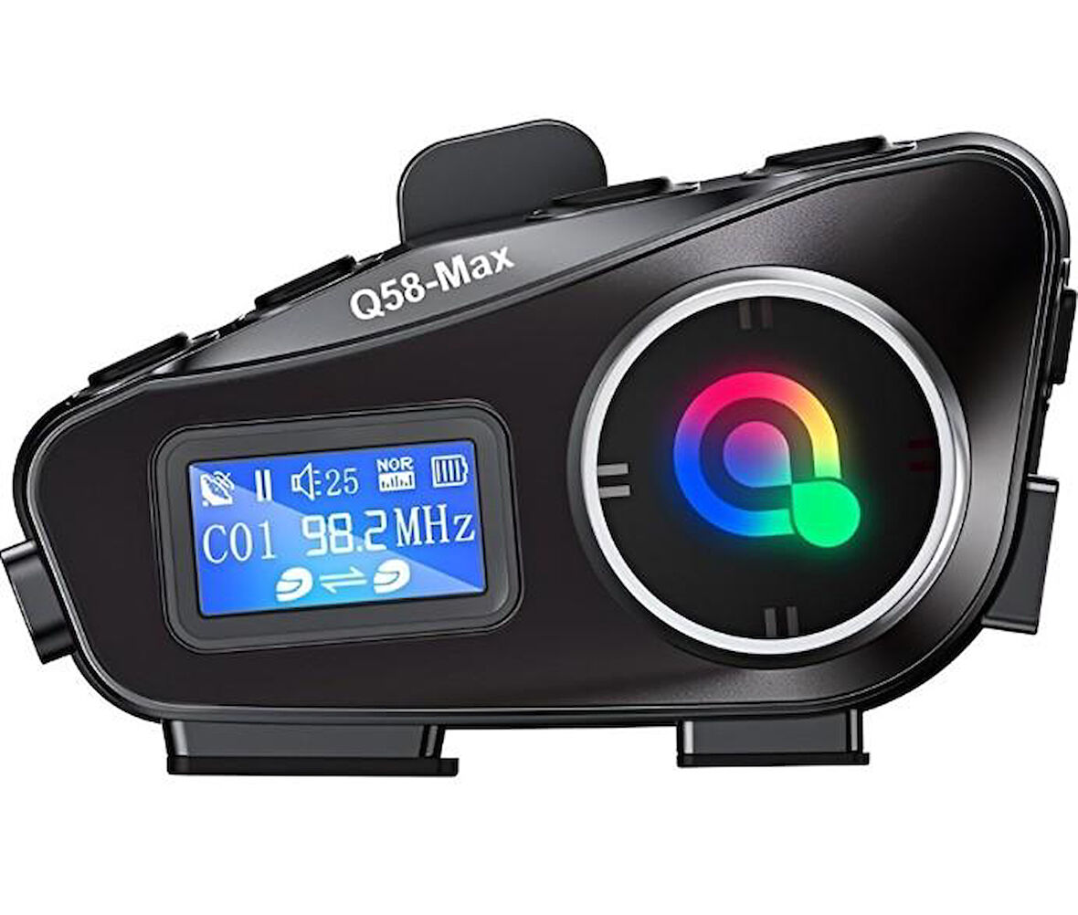 Q58 Max Wireless Intercom Akıllı Motosiklet Kask Kulaklığı (500 Metreye Kadar Etkili)