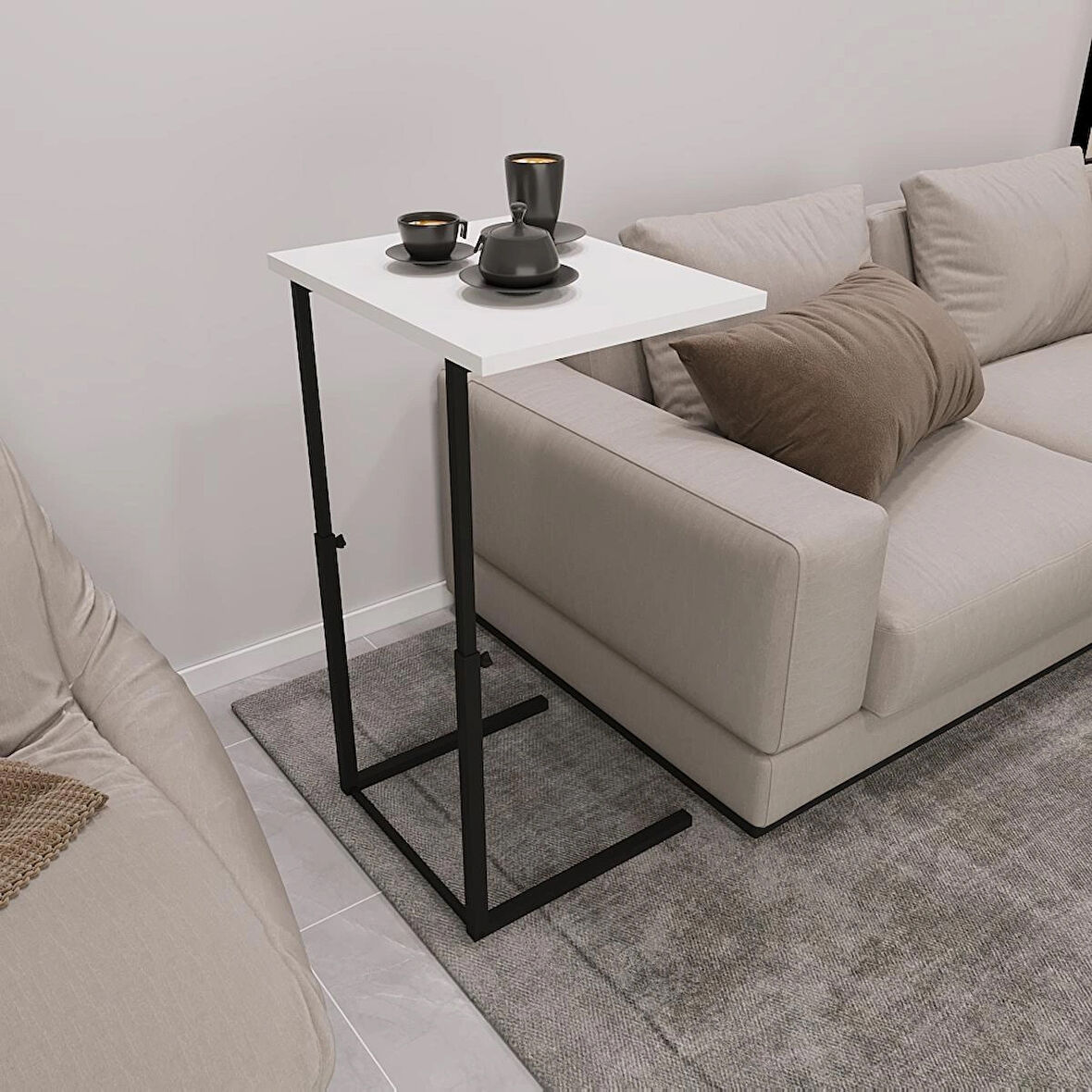 MERRY AYARLANABİLİR C YAN SEHPA BEYAZ