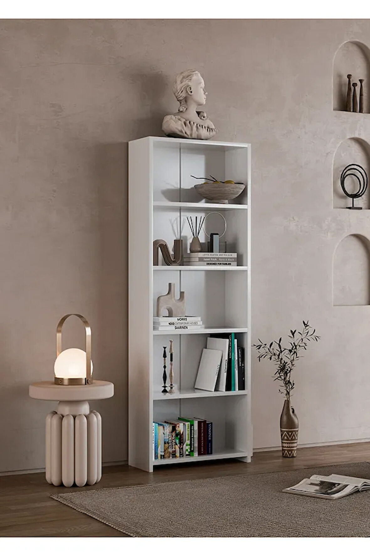  5 Raflı Kitaplık Dekoratif Kitaplık Çok Amaçlı Raf