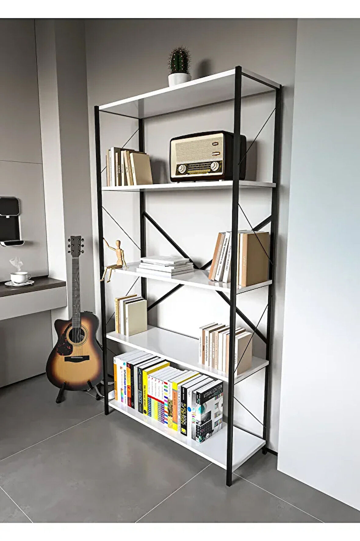 Metal Kitaplık 5 Raflı Ev Ofis Rafı Dosya Kitap Mutfak Rafı Çok Amaçlı Geniş Raflı 180lik