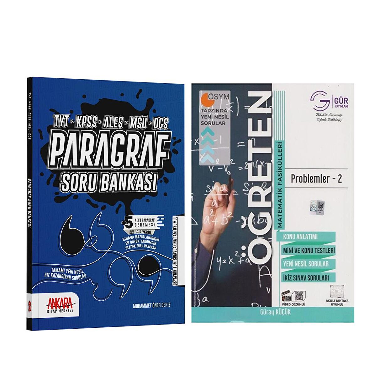 Gür Yayınları Problemler 2 ve Ankara Kitap Merkezi Paragraf Soru Bankası 2 Kitap Set